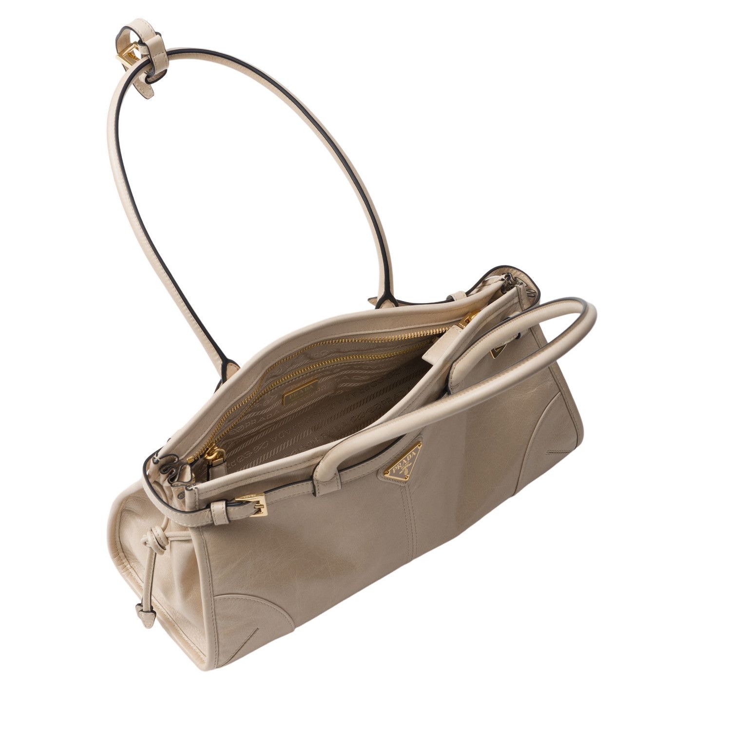 Prada PRADA Bonnie Medium $3500 Travertine Leather Top Handle Bag Size ONE SIZE - 4 Thumbnail