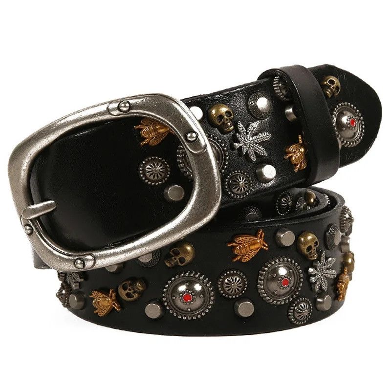 Leather Layer Luxury Designers Heavy Metal Rivet Belts Size ONE SIZE - 1 Thumbnail