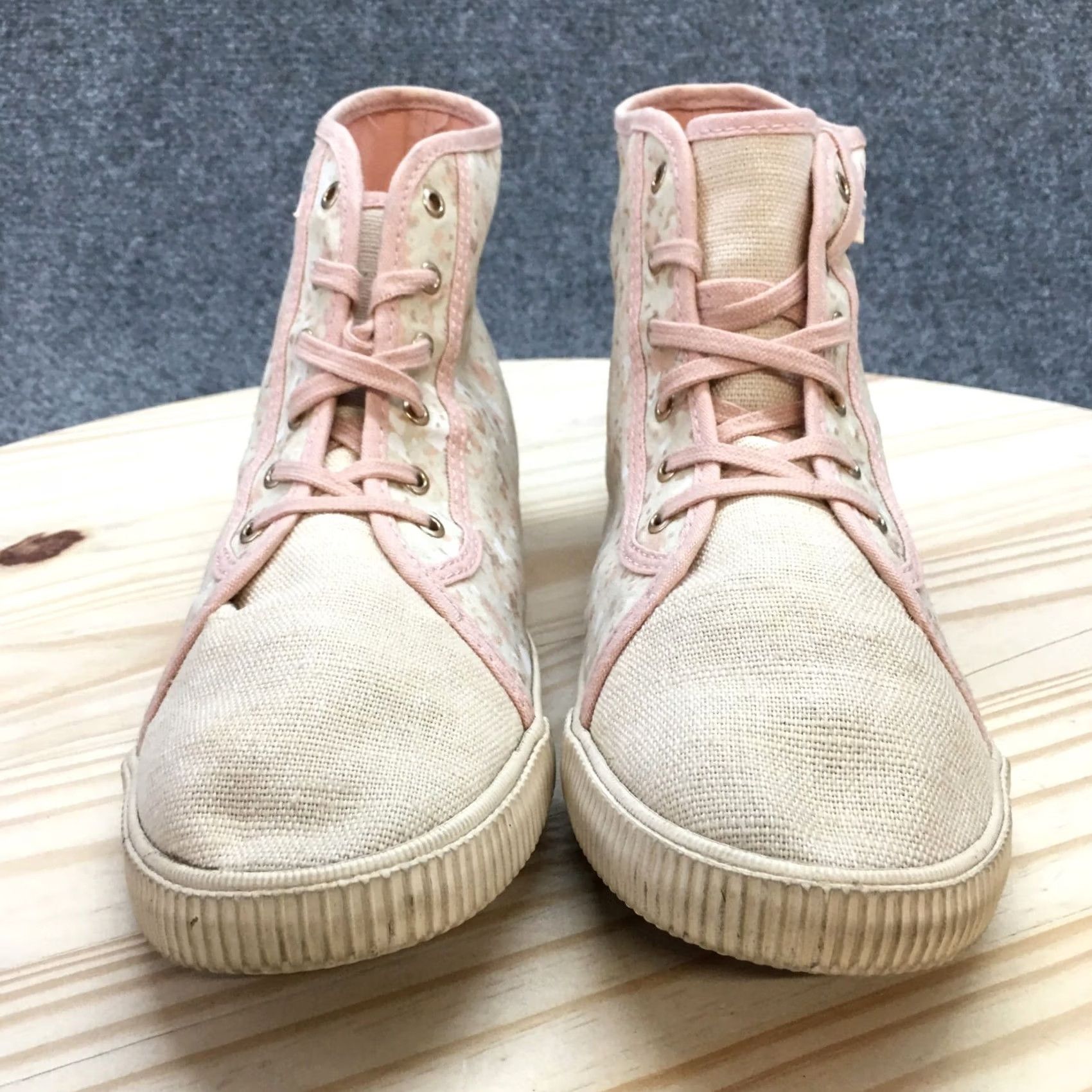 Toms TOMS Womens 10 Camarillo Floral High Top Sneakers Beige Pink - Floral, Casual, Lace Up, Fabric Upper, 10012436, White, Beige, Womens, Sneaker Size L / US 10 / IT 46 - 5 Thumbnail