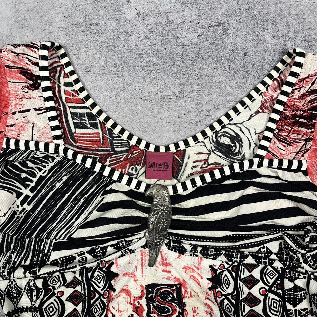 Designer Ladies Save The Queen Avant-Garde overprinted tunic blouse Size M / US 6-8 / IT 42-44 - 5 Thumbnail