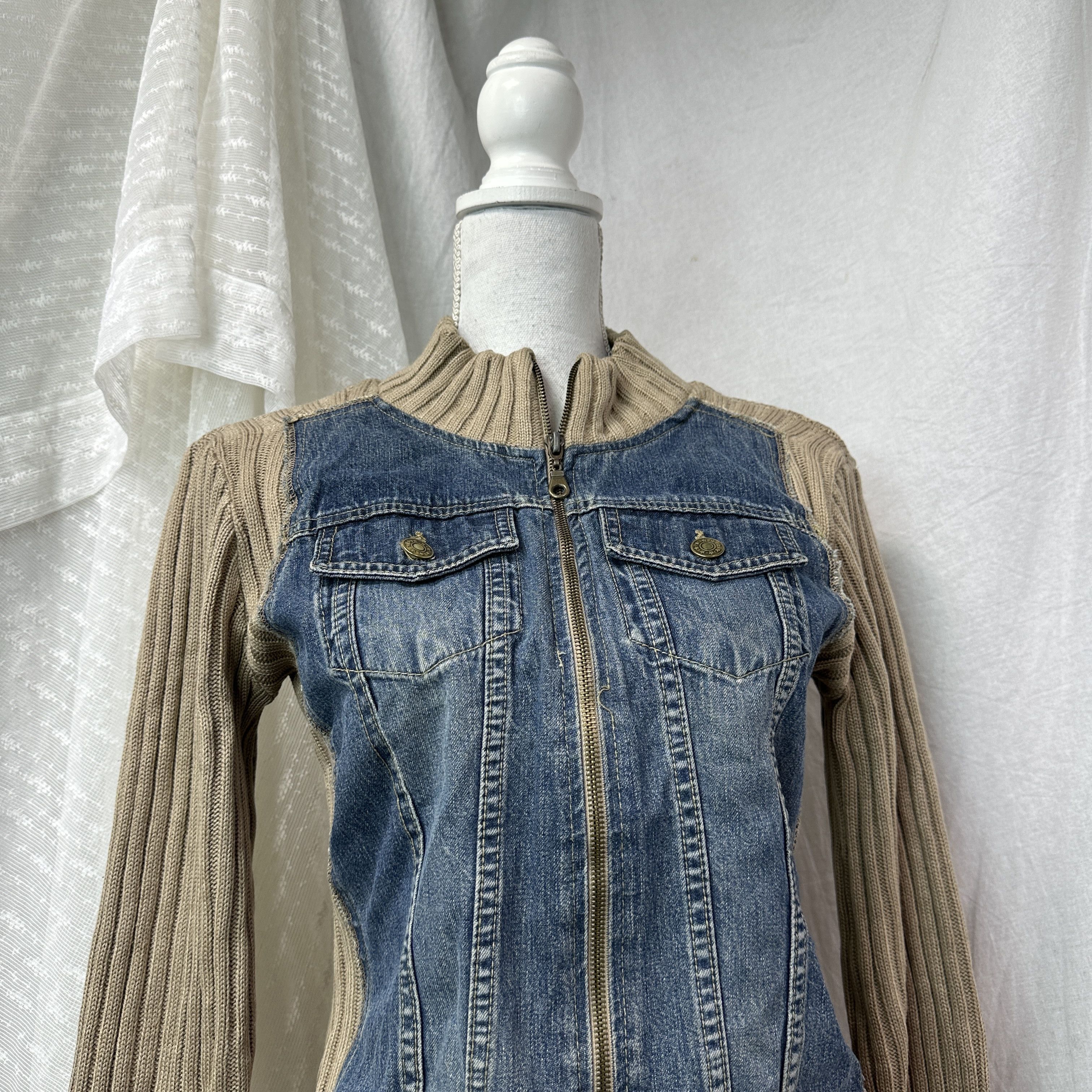 Vintage Vintage Avant Garde Hybrid Denim & Sweater Y2K Size M / US 6-8 / IT 42-44 - 5 Thumbnail
