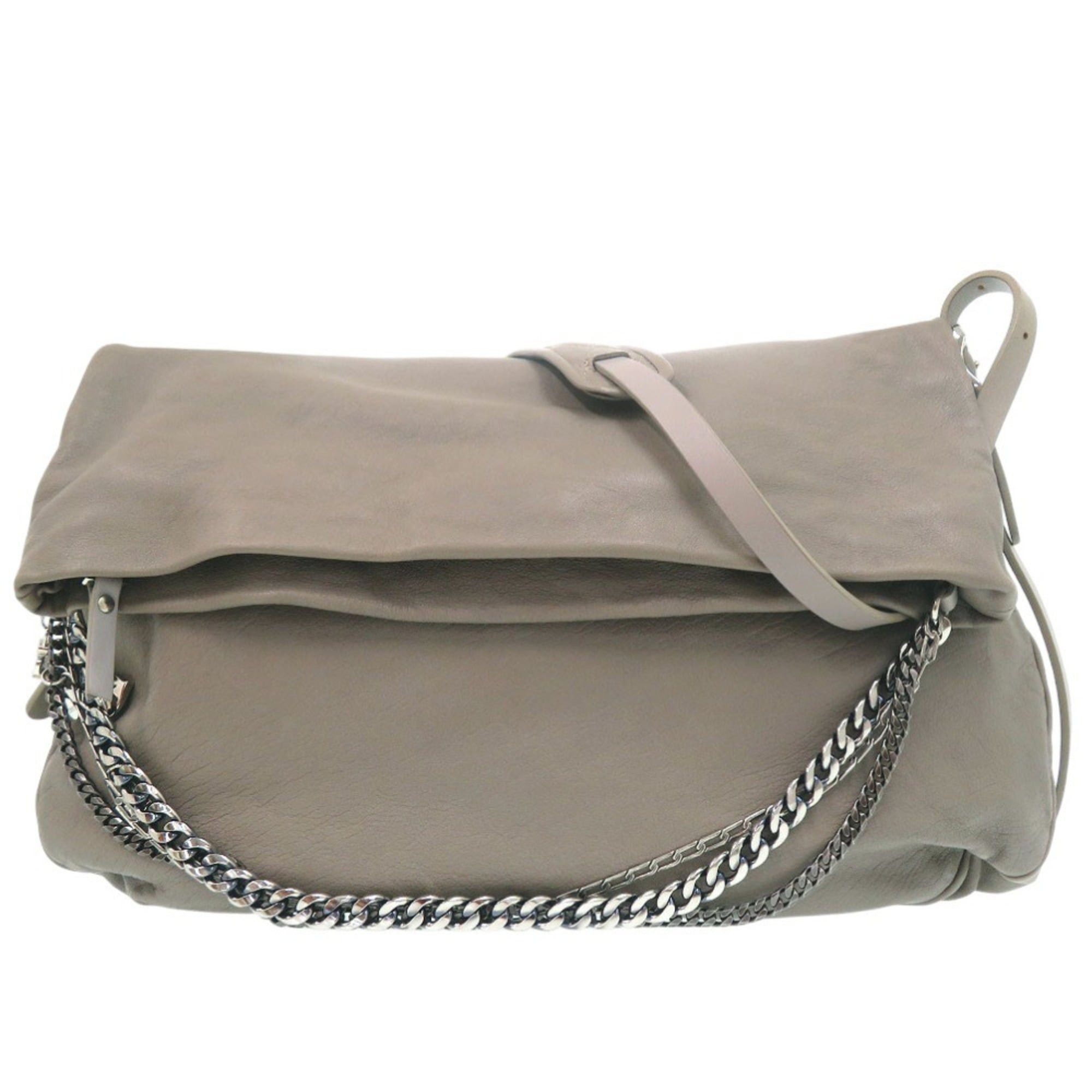 Jimmy Choo Jimmy Choo Chain Shoulder Bag Biker Leather Gray 1492 Size ONE SIZE - 1 Thumbnail