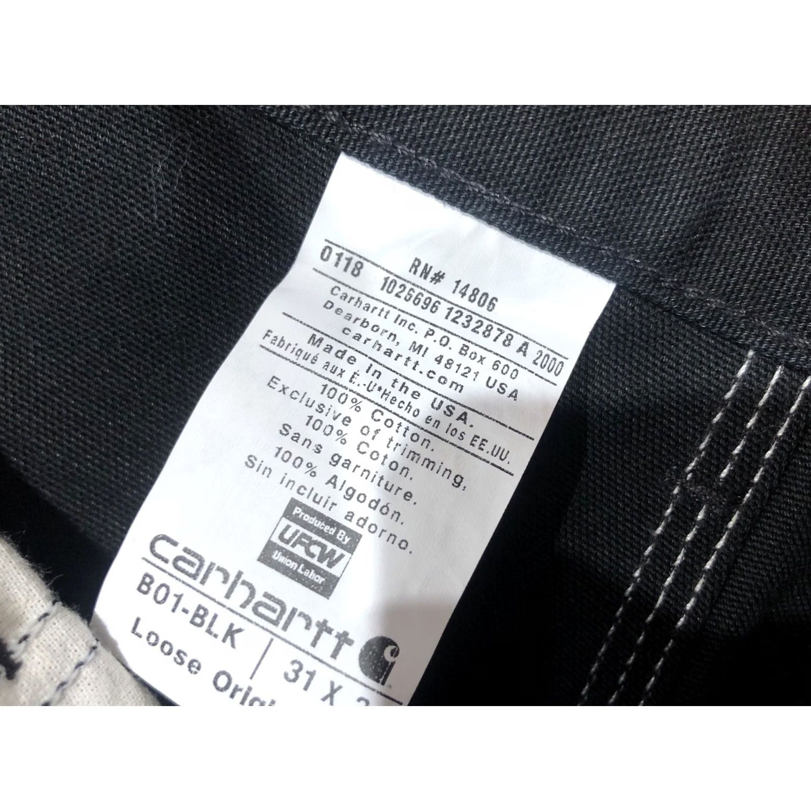 Carhartt VINTAGE Carhartt Carpenter Pants Black 31 x 34 Loose Original Fit 90s Workwear Denim Canvas Straight Leg USA 7 Pocket Double Knee Size US 31 - 5 Thumbnail