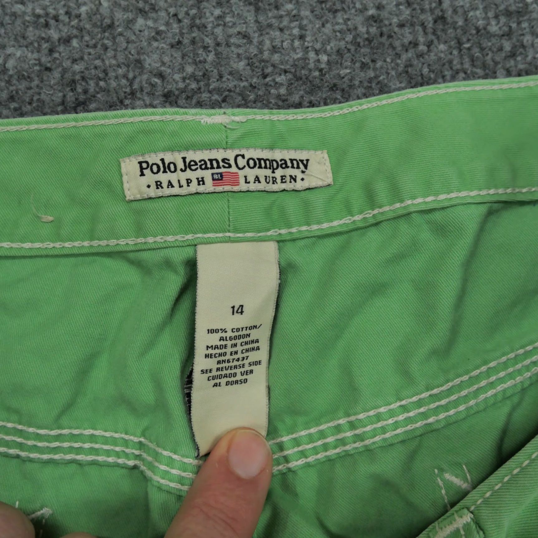 Rag & Bone VINTAGE Polo Jeans Ralph Lauren Pants Womens 14 Green Cotton Cropped 34x24 Y2K - Pants - Women - 14 - Green - Cropped - Casual - Wool? Size 36" / US 14 / IT 50 - 4 Thumbnail