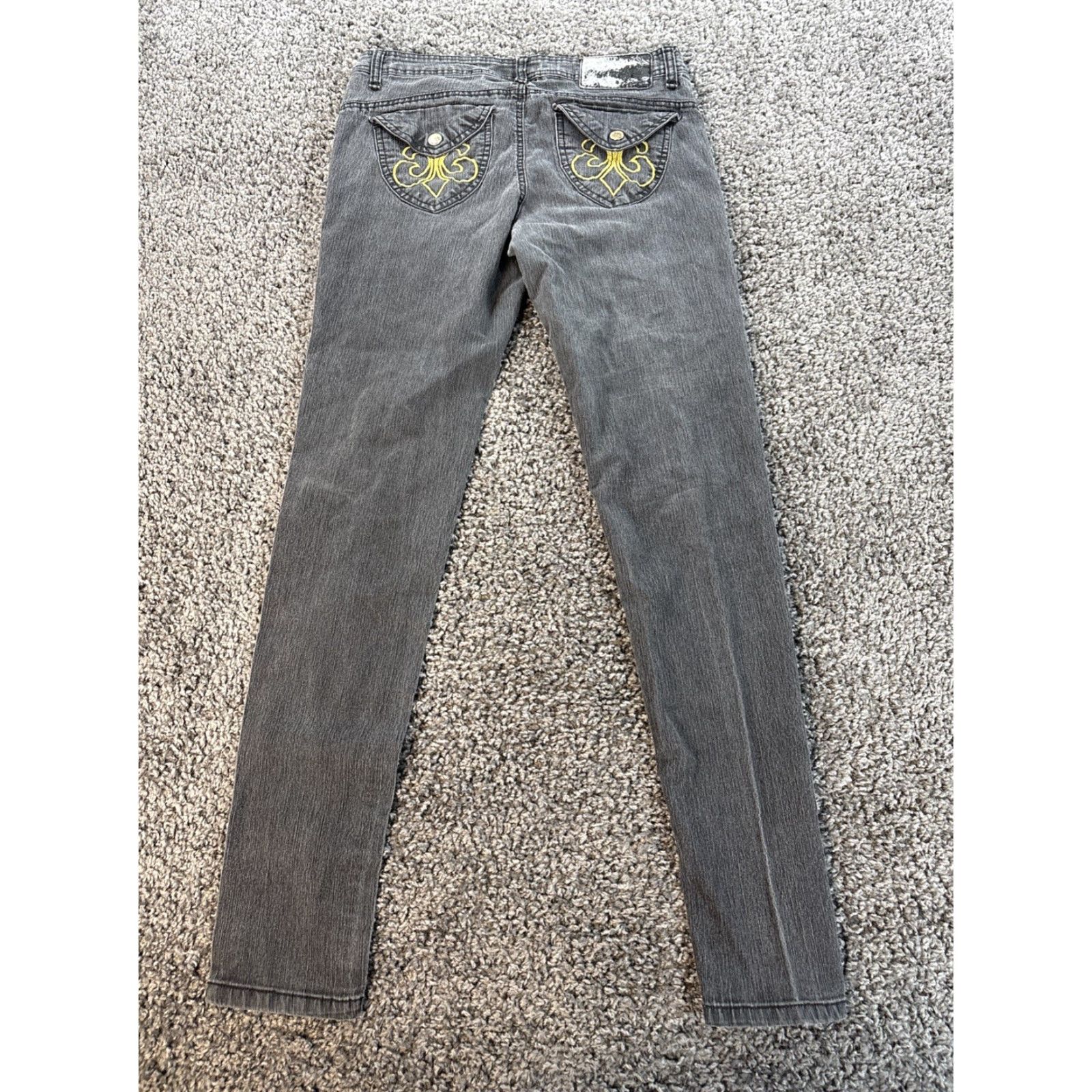 Denime Dereon Slim Jeans Women's Jeans Blue 5-Pocket Denim Bootcut Stretch Regular Size 34 Inseam 33 Dark Wash Y2K Embroidered Flap Pocket Pulse Vintage: No Size 24" / US 00 / IT 34 - 7 Thumbnail