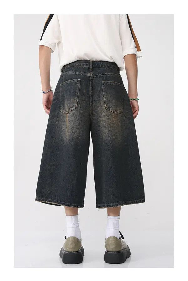 Japanese Brand Hazaki x Kawa Loose wide-leg vintage distressed denim shorts Size US 32 / EU 48 - 5 Thumbnail