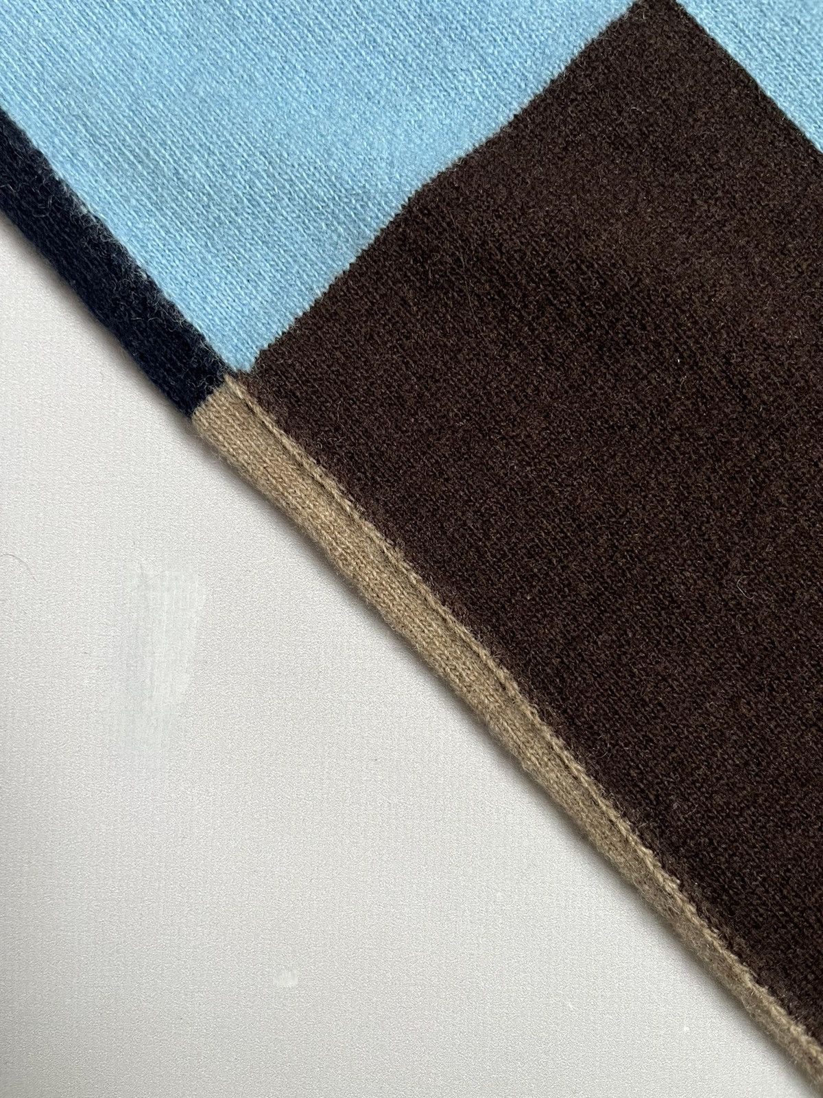 Drake's DRAKE`S LONDON Unisex Scotland Lambswool Blue Brown Scarf Size ONE SIZE - 10 Thumbnail