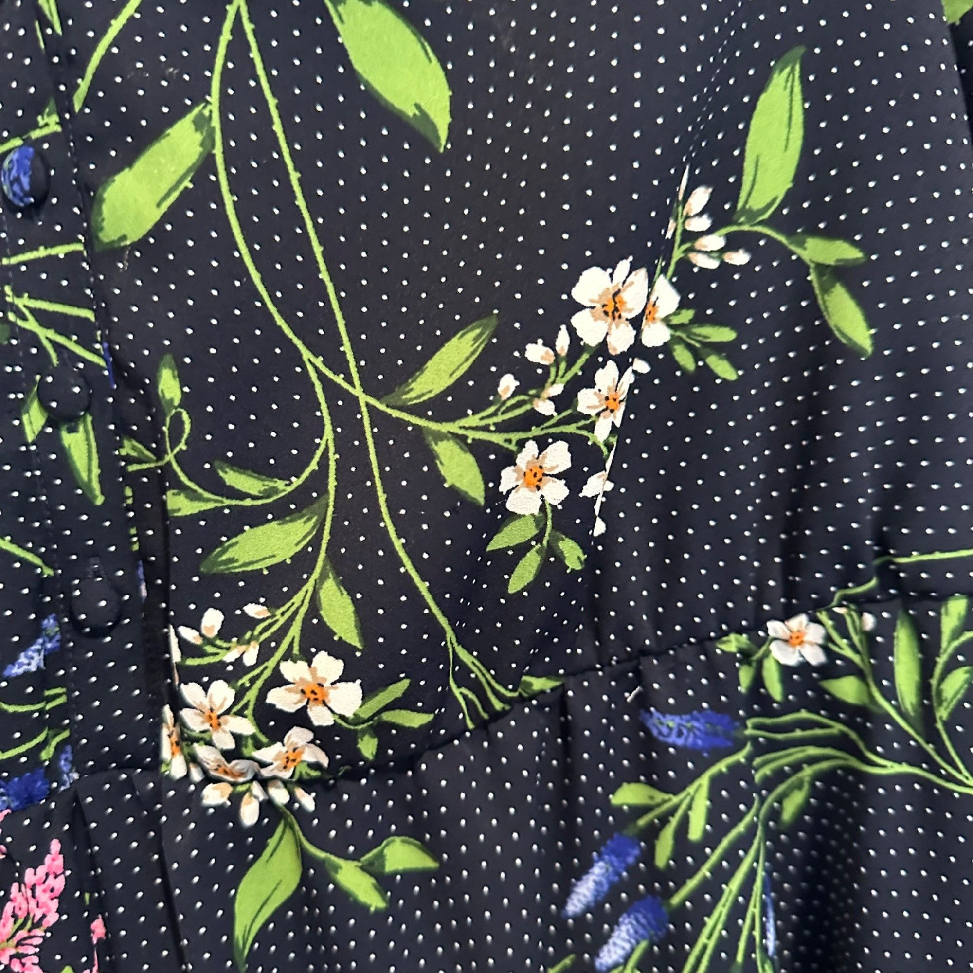 Other ✨Kensie Women's Sz 6 Navy Floral Pocketed Flounce Pouf Sleev Size M / US 6-8 / IT 42-44 - 7 Thumbnail
