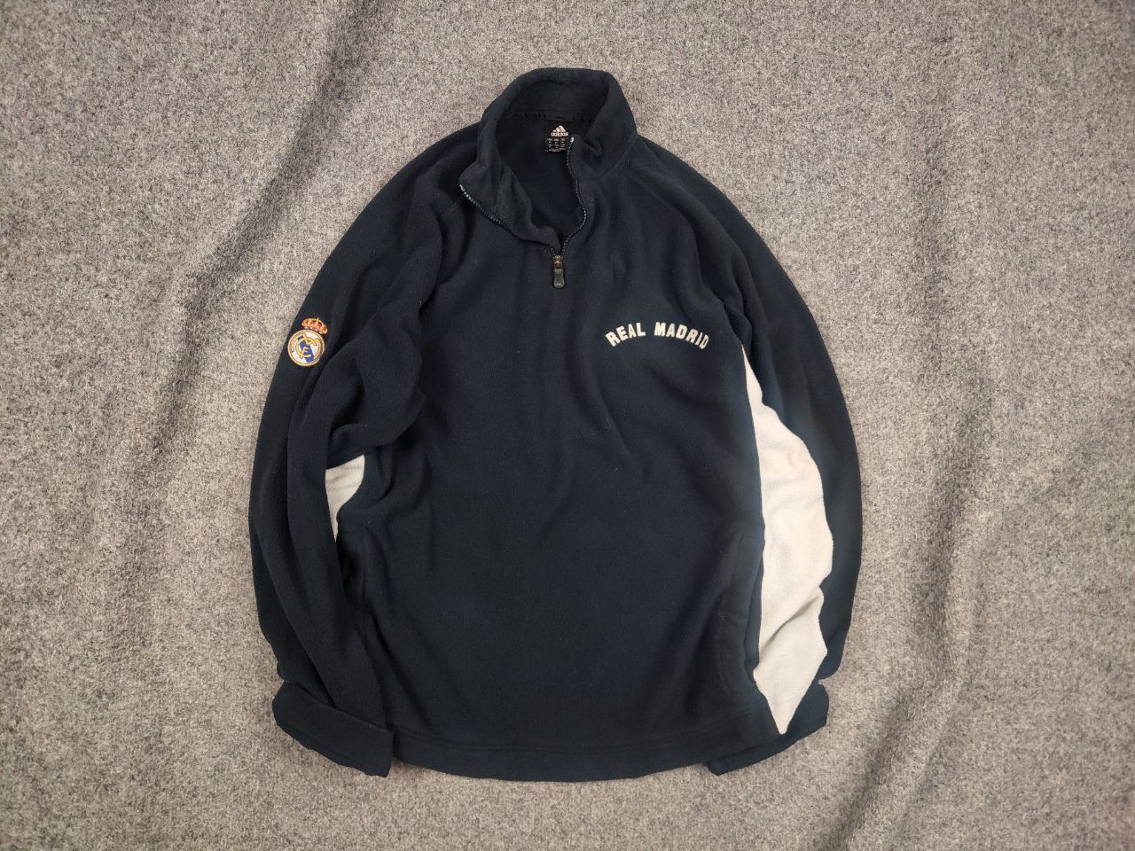 Adidas Vintage Adidas x Real Madrid Logo Zip Fleece Pullover Size US XL / EU 56 / 4 - 1 Thumbnail