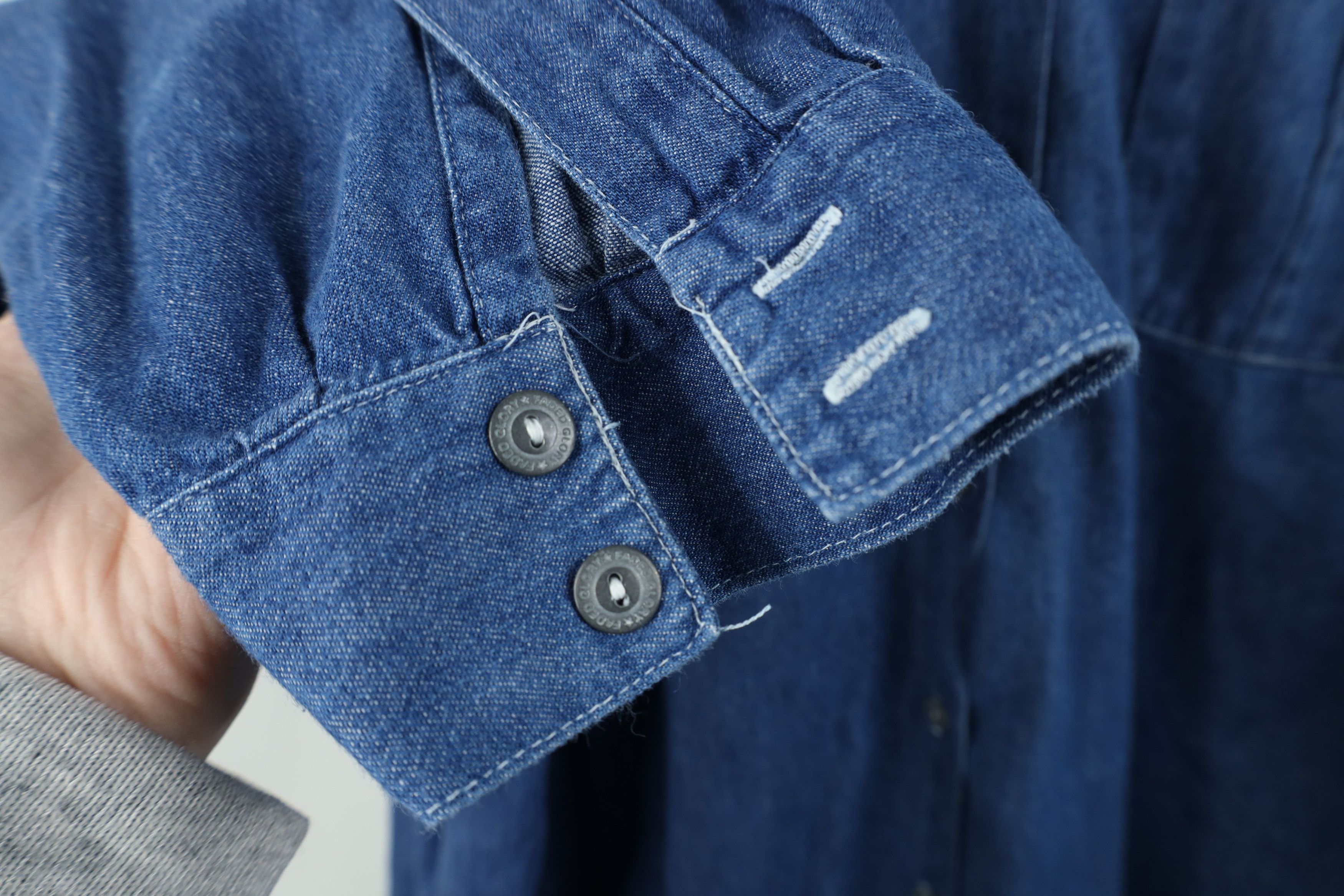 Vintage Vintage 90s Streetwear Denim Jean Band Collar Button Shirt Size 4XL / US 24-26 - 11 Thumbnail