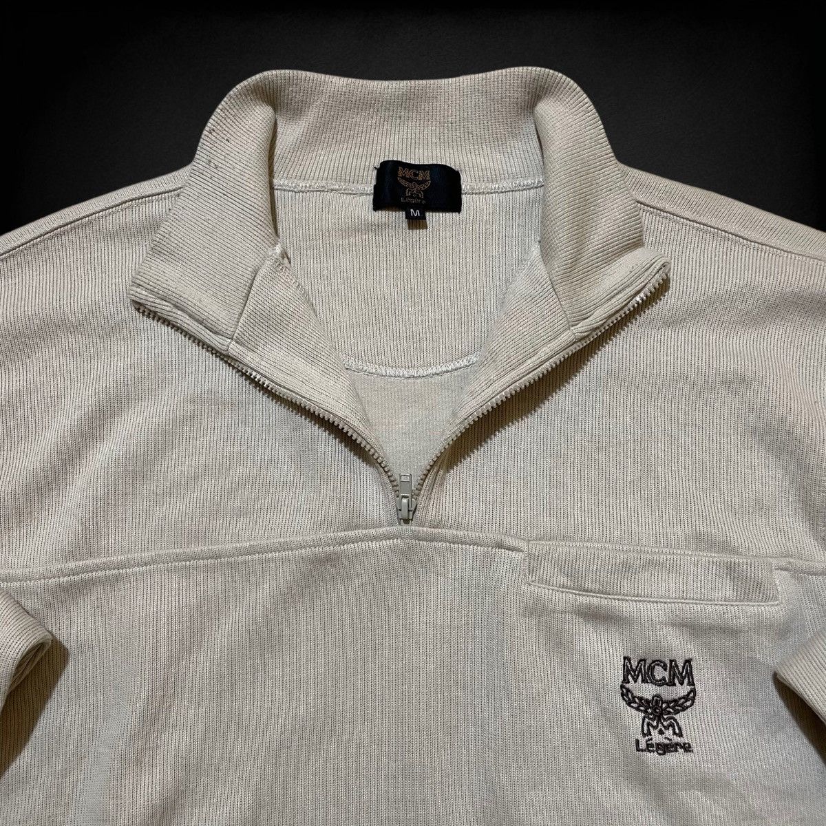 MCM Vintage 90s MCM Légère Quarter-Zip Ribbed Sweatshirt Size US S / EU 44-46 / 1 - 3 Thumbnail
