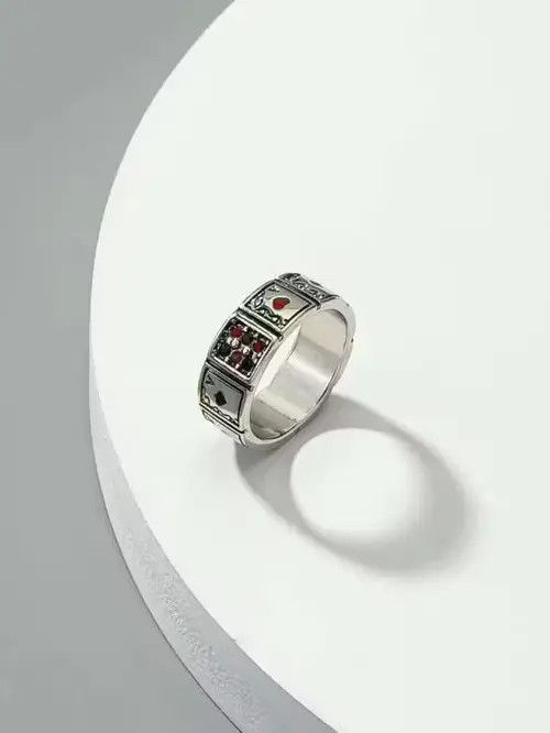 Jewelry Retro Punk Gothic Silver Ring Size ONE SIZE - 4 Thumbnail