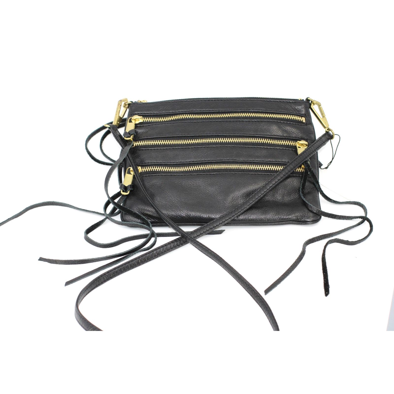 REBECCA MINKOFF Rocker Crossbody Pebbled Black Leather Purse