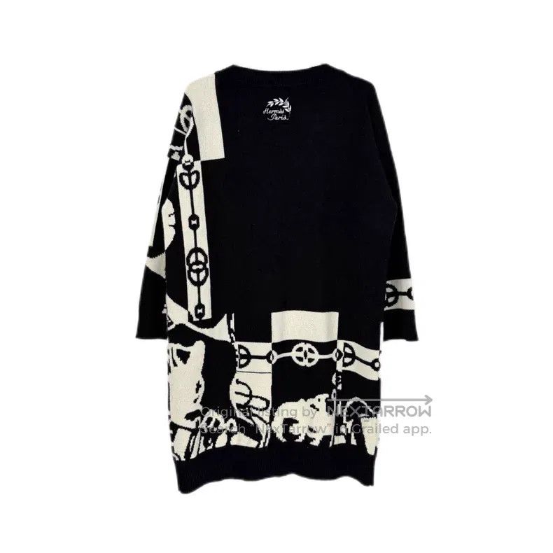 Hermes Hermes Black Rope Pattern Wool Long Sweater Size XS / US 0-2 / IT 36-38 - 2 Thumbnail