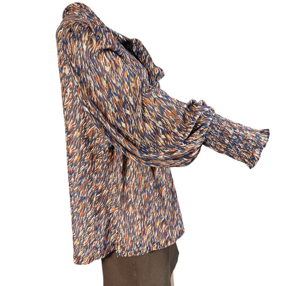 Vince Camuto New Vince Camuto Metallic Fleck Abstract Print Bow Blouse S Size 3XL / US 20-22 - 3 Thumbnail