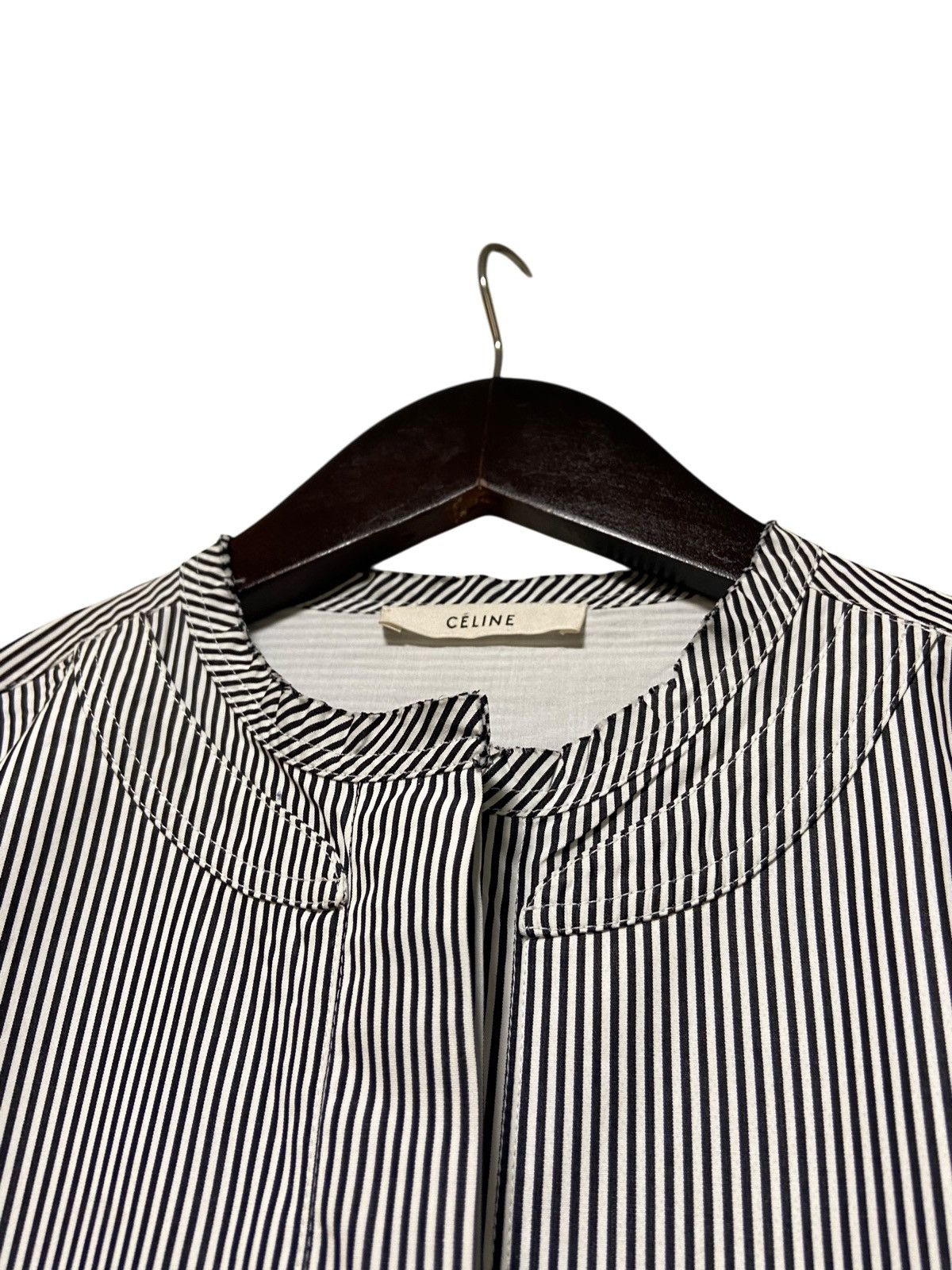 Celine × Designer Celine Women’s Striped Long Sleeve Button Up Dress Size S / US 4 / IT 40 - 6 Thumbnail