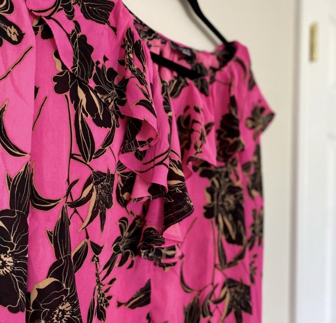 Other VICI HOT PINK FLORAL V NECK RUFFLED BLOUSE TOP Size M / US 6-8 / IT 42-44 - 5 Thumbnail