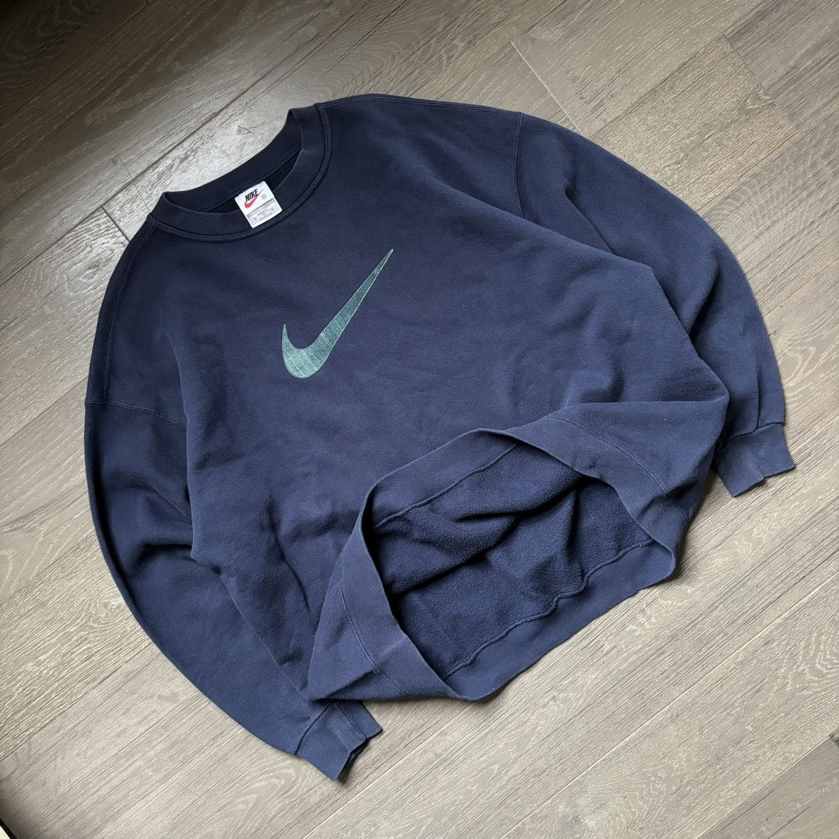 Nike Vintage 90s Nike Center Swoosh Blue Crewneck Sweatshirt Size US XL / EU 56 / 4 - 2 Thumbnail