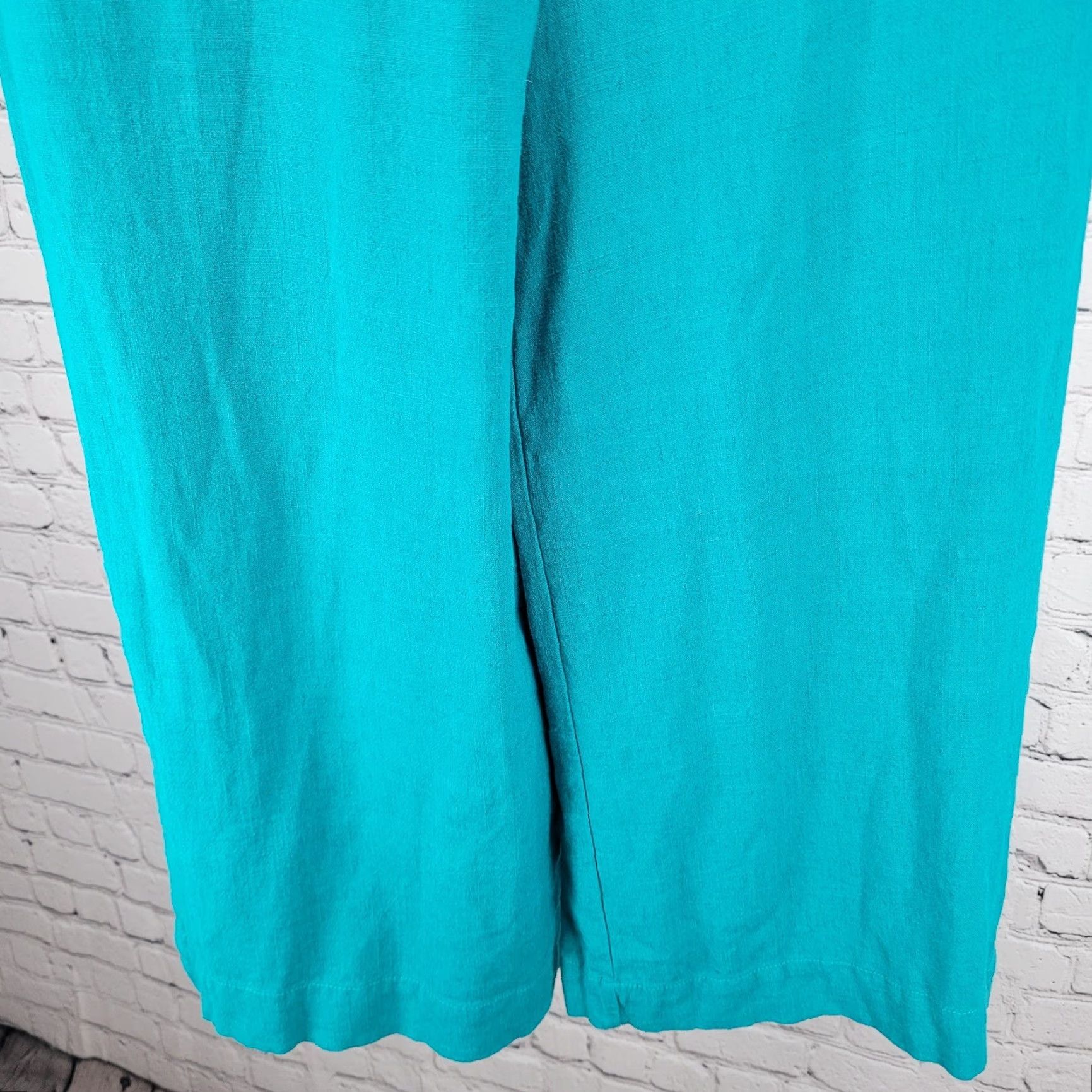 Soft Surroundings Soft Surroundings Blue Linen Blend High Rise Wide Leg Crop Pants Medium (32x21) Size 32" / US 10 / IT 46 - 6 Thumbnail