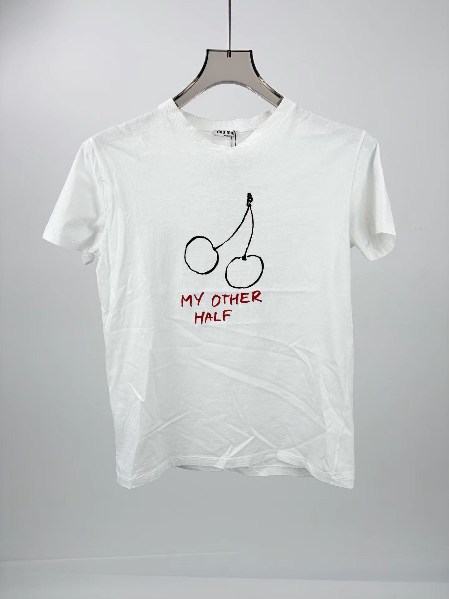 MIUMIU Cherry & Letter Print Short Sleeve K1