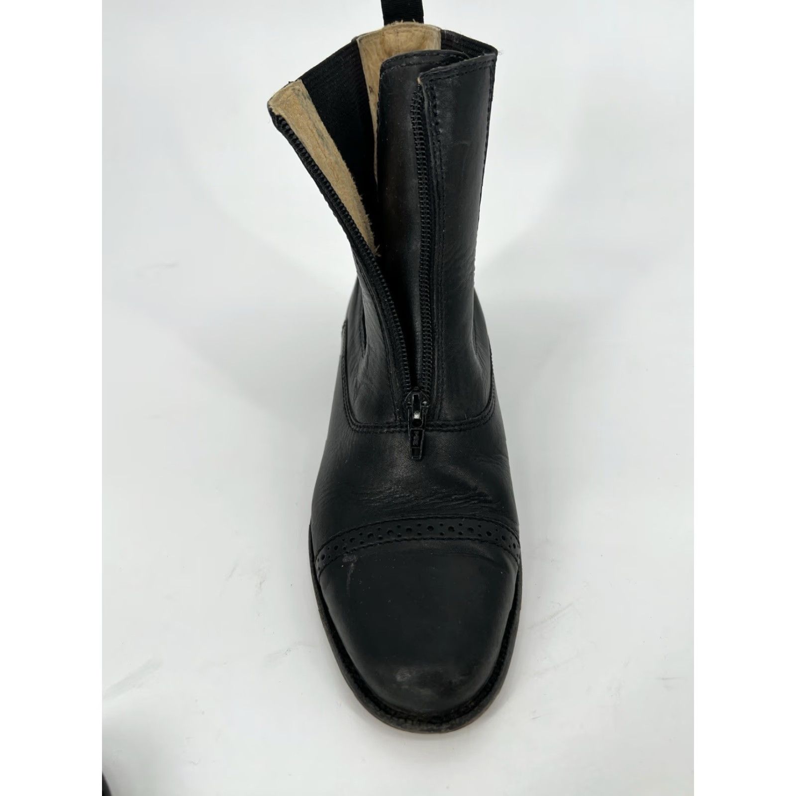 Vintage LL BEAN Women's Leather Ankle Boots Chelsea 8W Black Zip 1” Heel Block Toe Almond Boots Women Shoes Size US 8 / IT 38 - 8 Thumbnail