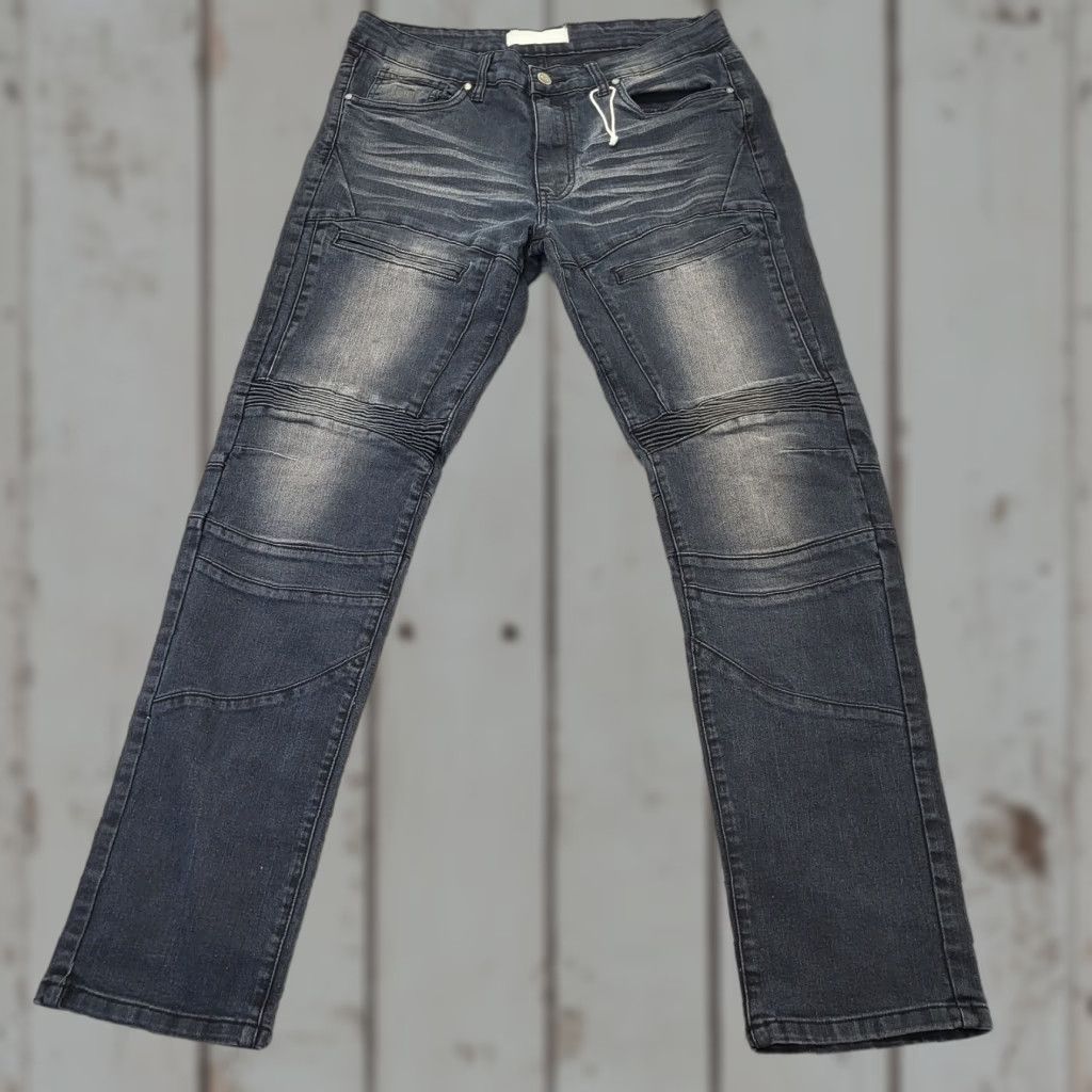 Vintage Refinery Republic Jeans Men’s 34x32 Slim Straight Denim Moto Dark Biker Style Charcoal Gray Jeans Mens Size US 34 / EU 50 - 1 Thumbnail