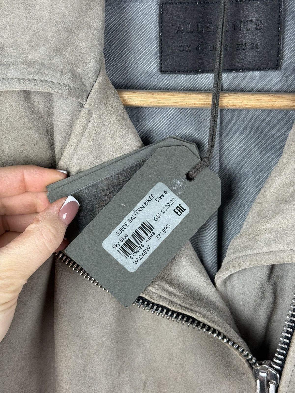 Allsaints Allsaints Suede Balfern Biker Ladies Belted Jacket Size XS / US 0-2 / IT 36-38 - 16 Thumbnail