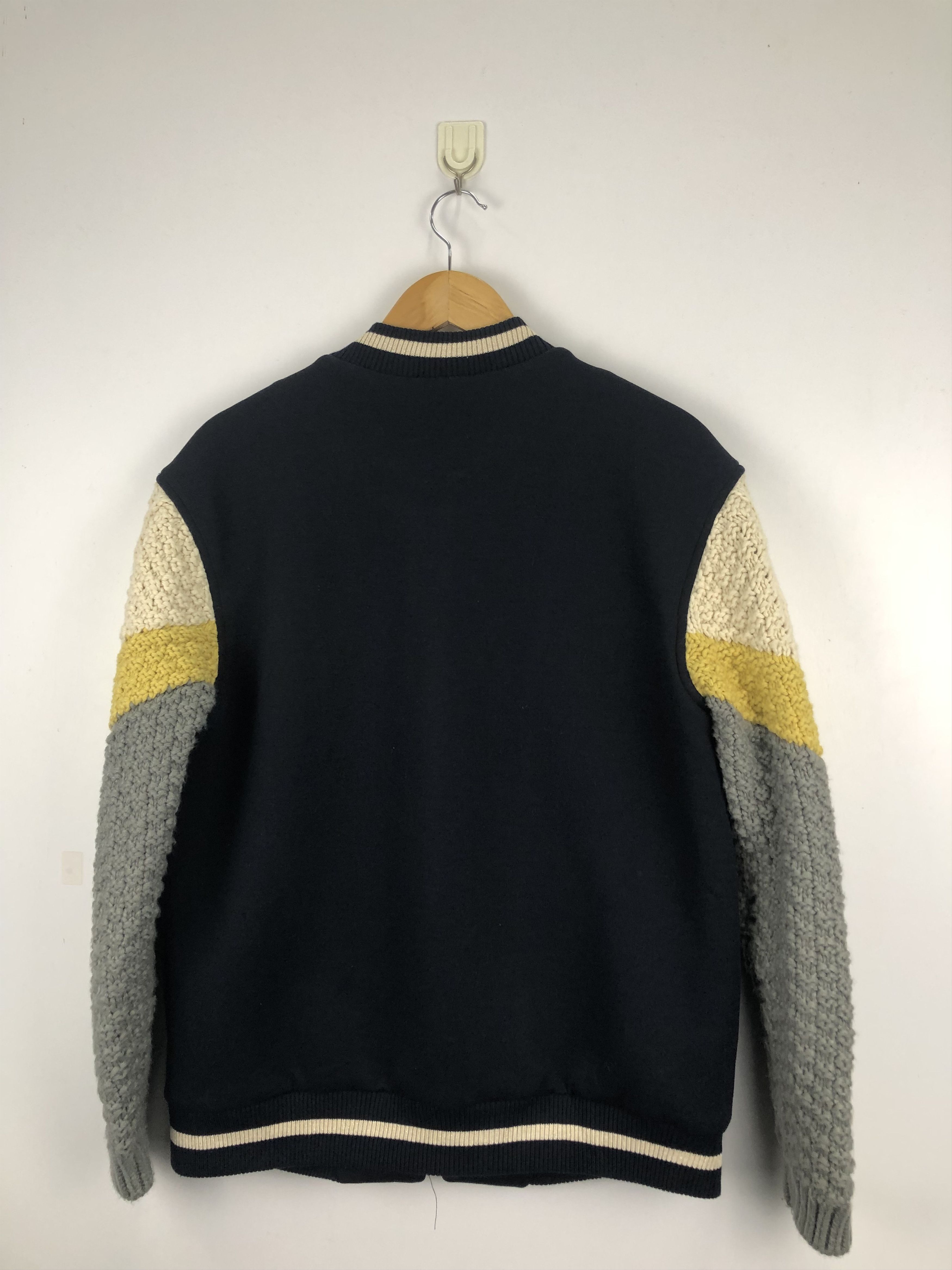 Japanese Brand × Vintage Vintage Japanese Brand Wool Knit Sleeve Bomber Jacket Size US L / EU 52-54 / 3 - 3 Thumbnail