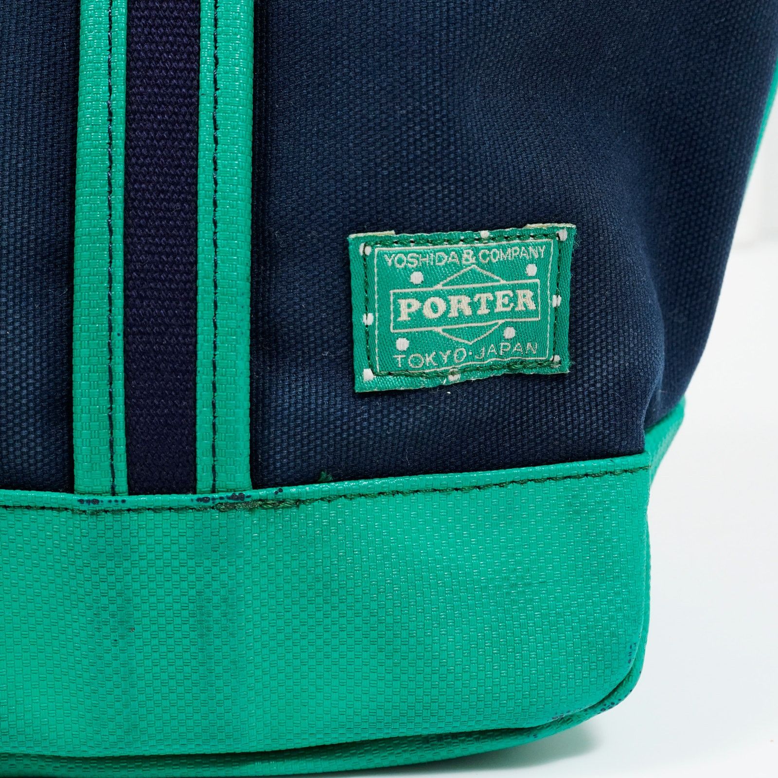 Porter Porter Girl Boyfriend Tote Canvas Navy Green Trim Japan Size ONE SIZE - 2 Thumbnail