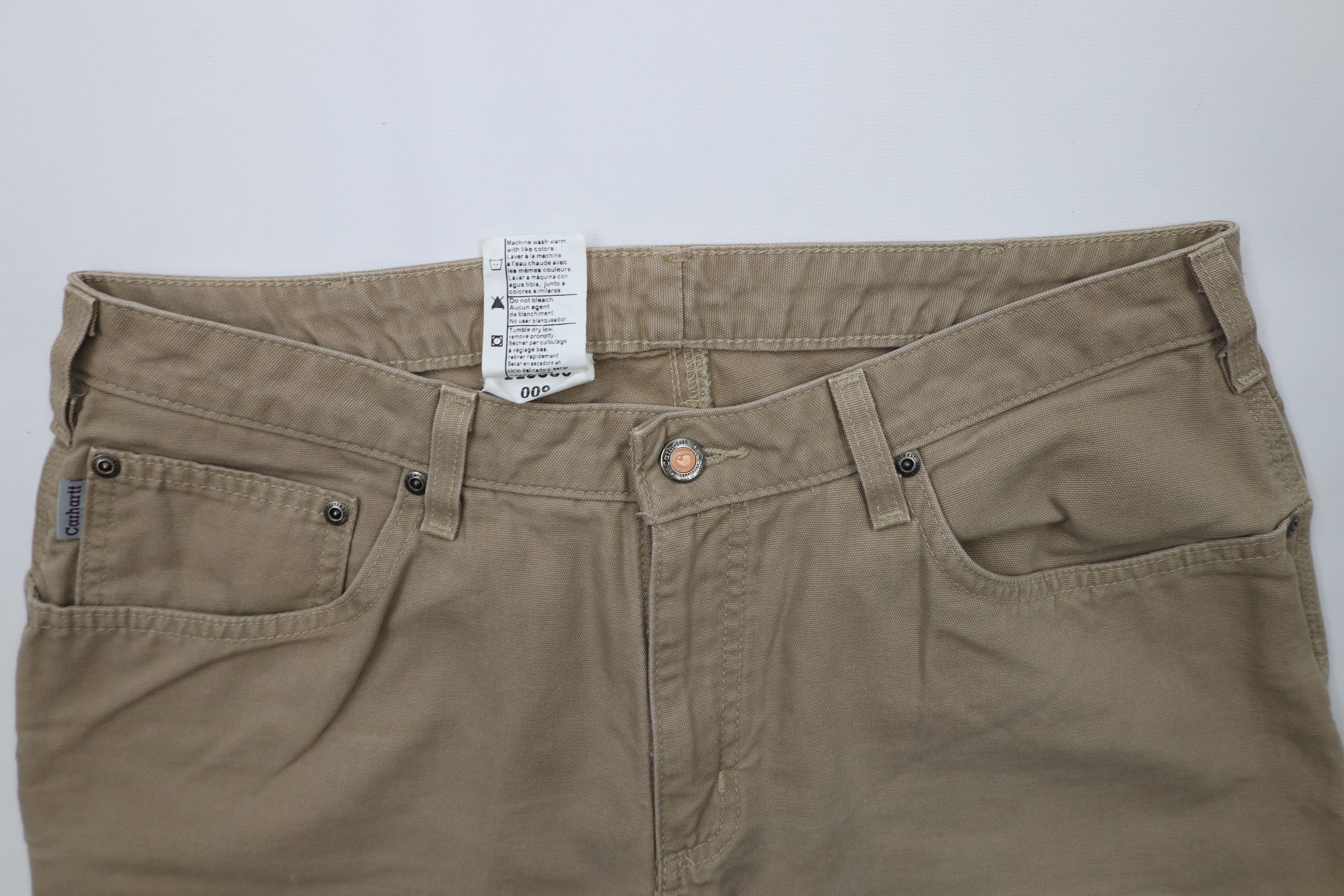Carhartt × Vintage Vintage Carhartt Spell Wide Leg Canvas Dungaree Pants Khaki Size 36" / US 14 / IT 50 - 10 Thumbnail