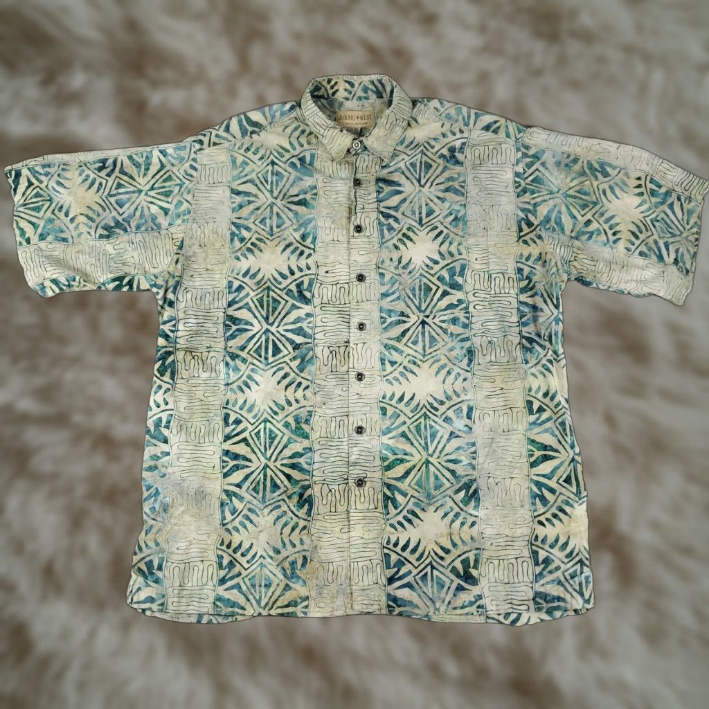 Vintage Johari West Shirt Mens 3XLT Blue Casual Button Up Short Sleeve Size US XXL / EU 58 / 5 - 1 Thumbnail