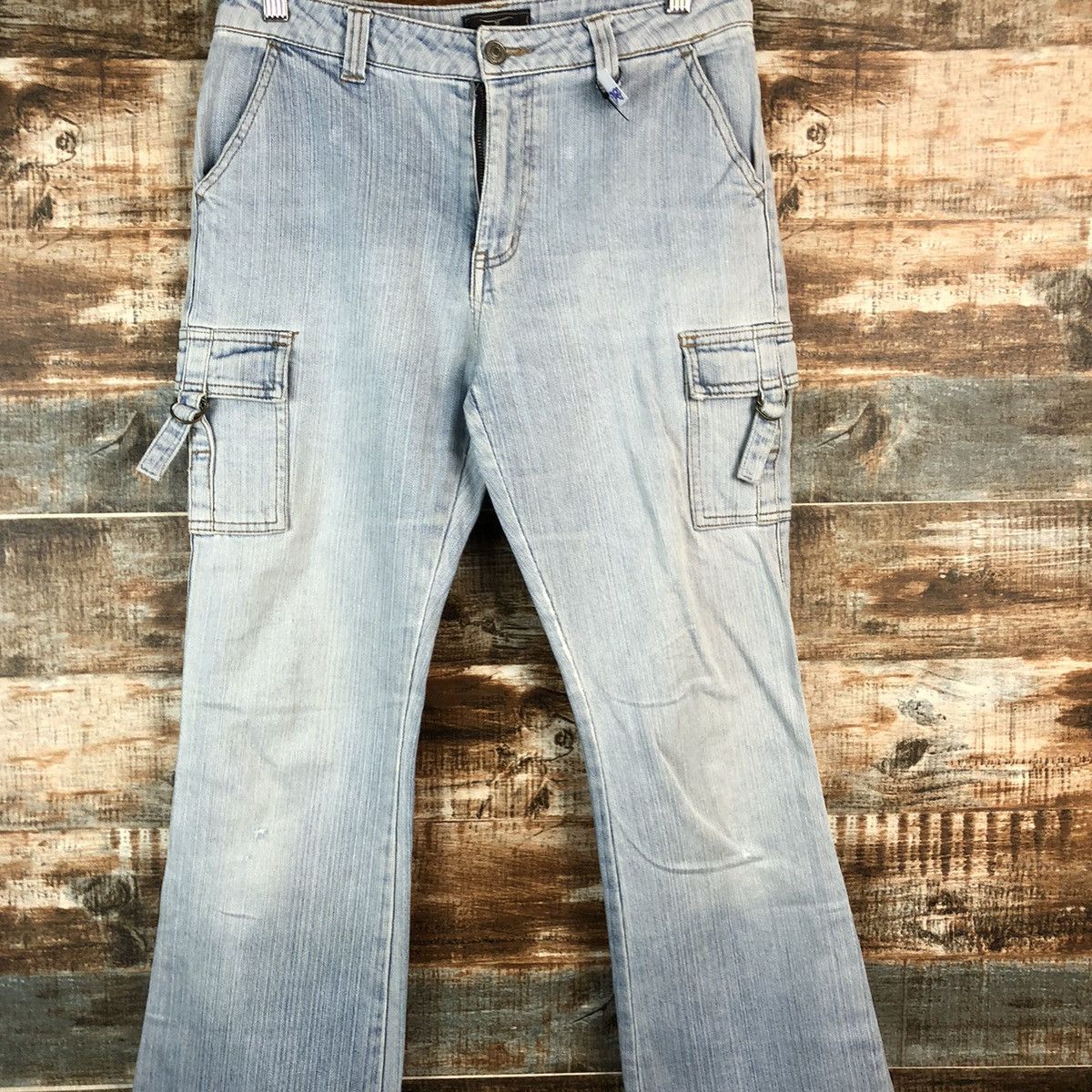 Japanese Brand Back Rush Blue Multipocket bootcut denim Jeans #A2430 Size 27" / US 4 / IT 40 - 5 Thumbnail