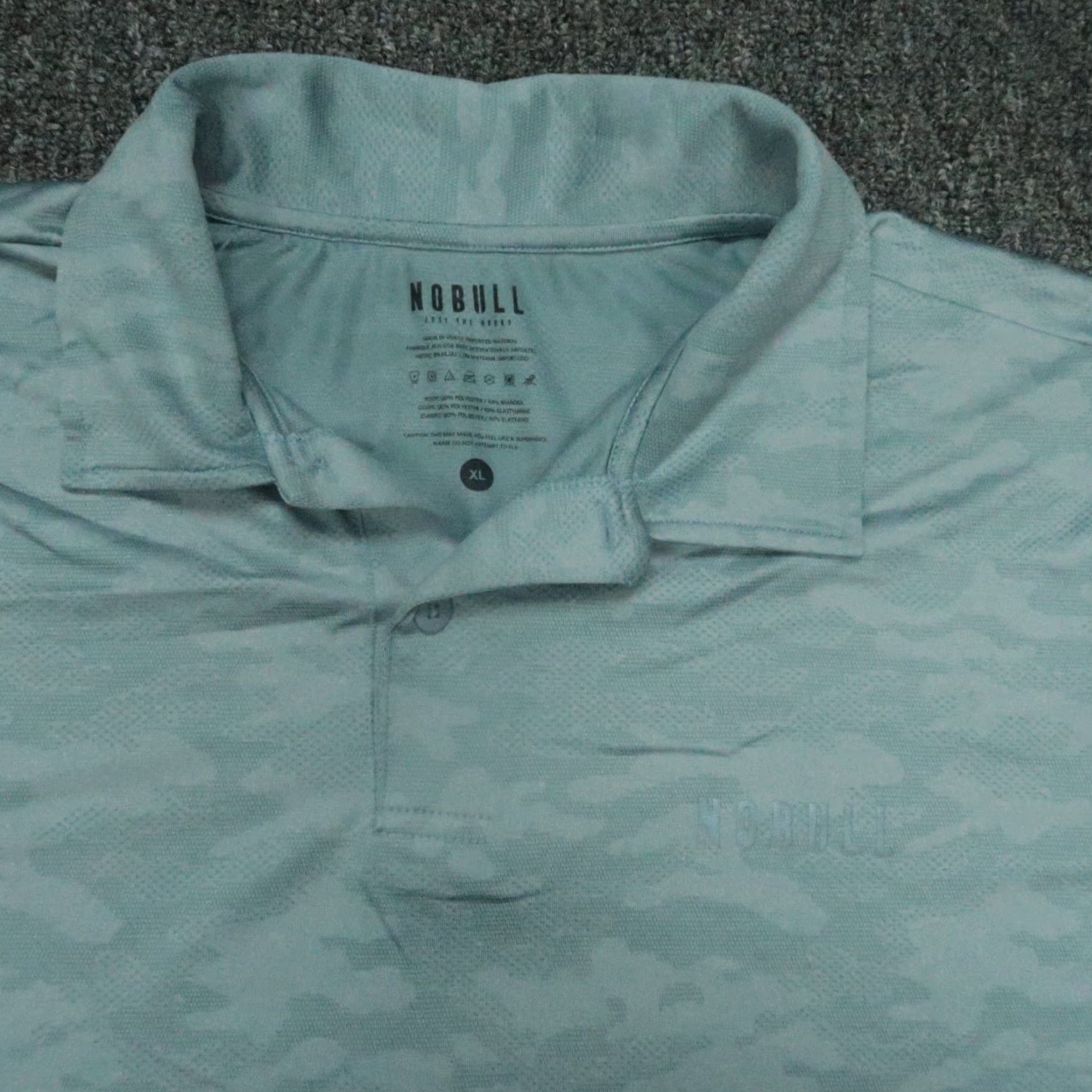 Vintage Nobull Polo Shirt Mens XL Blue Camouflage Short Sleeve Polyester Spandex Breathable Regular Fit Size US XL / EU 56 / 4 - 2 Thumbnail