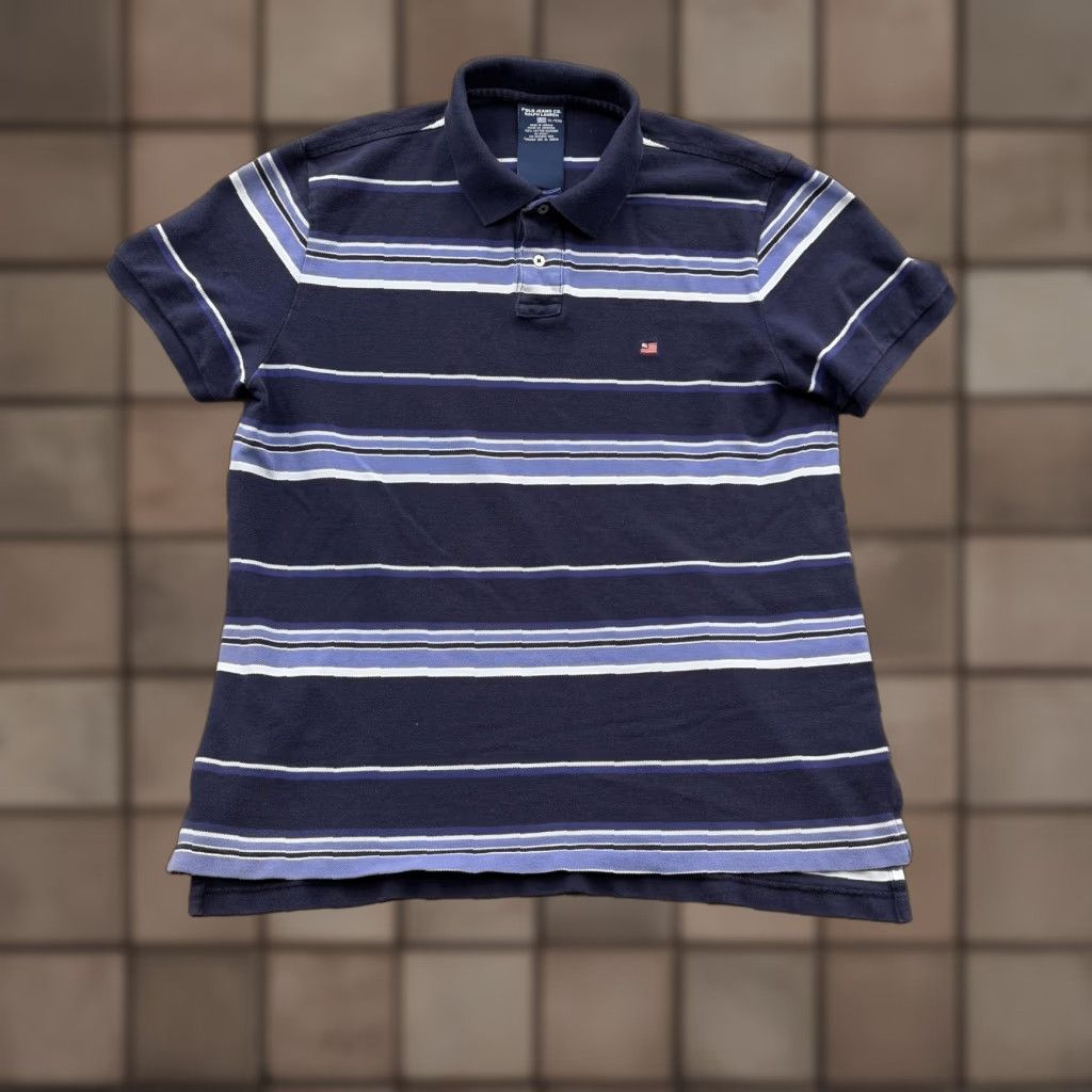 Ralph Lauren Ralph Lauren Polo Shirt Mens XL Navy Blue Striped Short Sleeve Polo Jeans Co Size US XL / EU 56 / 4 - 1 Thumbnail