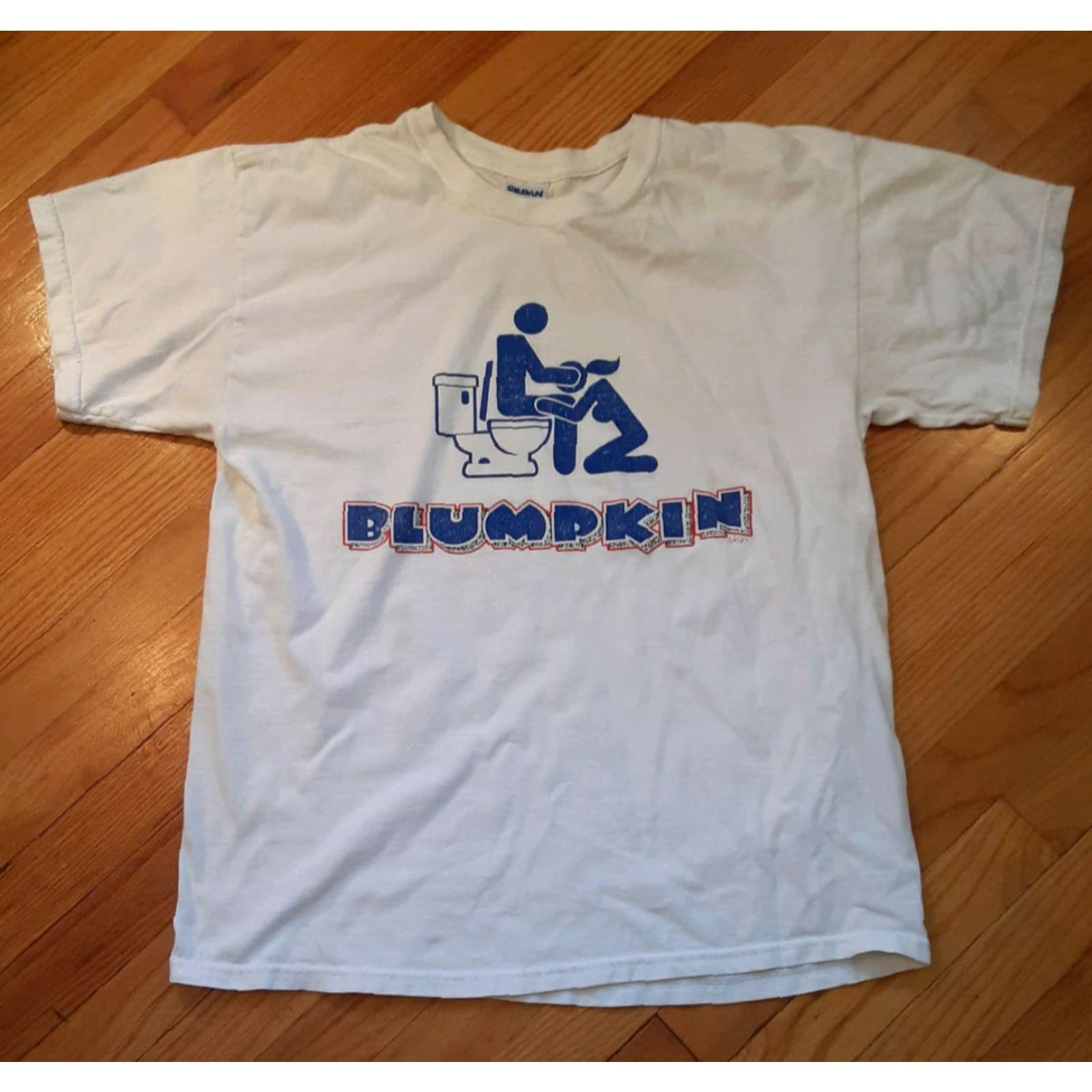 Gildan VINTAGE Blumpkin funny tshirt Gildan size Large Shirts Adult Men White Short Sleeve 26in long 20in pit to pit Size US L / EU 52-54 / 3 - 2 Thumbnail