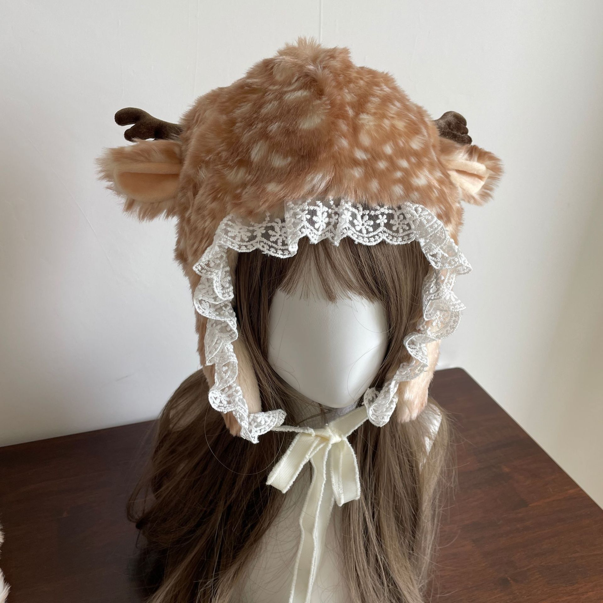 Other Plush cute lace elk warm hat Size ONE SIZE - 1 Thumbnail