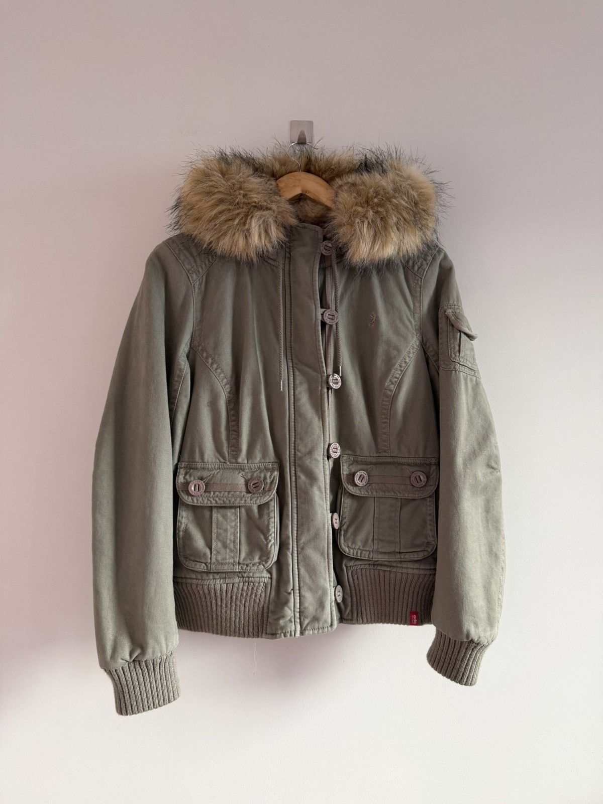 Vintage Fur Lined Aviator Bomber Jacket with Hood Size L / US 10 / IT 46 - 2 Thumbnail