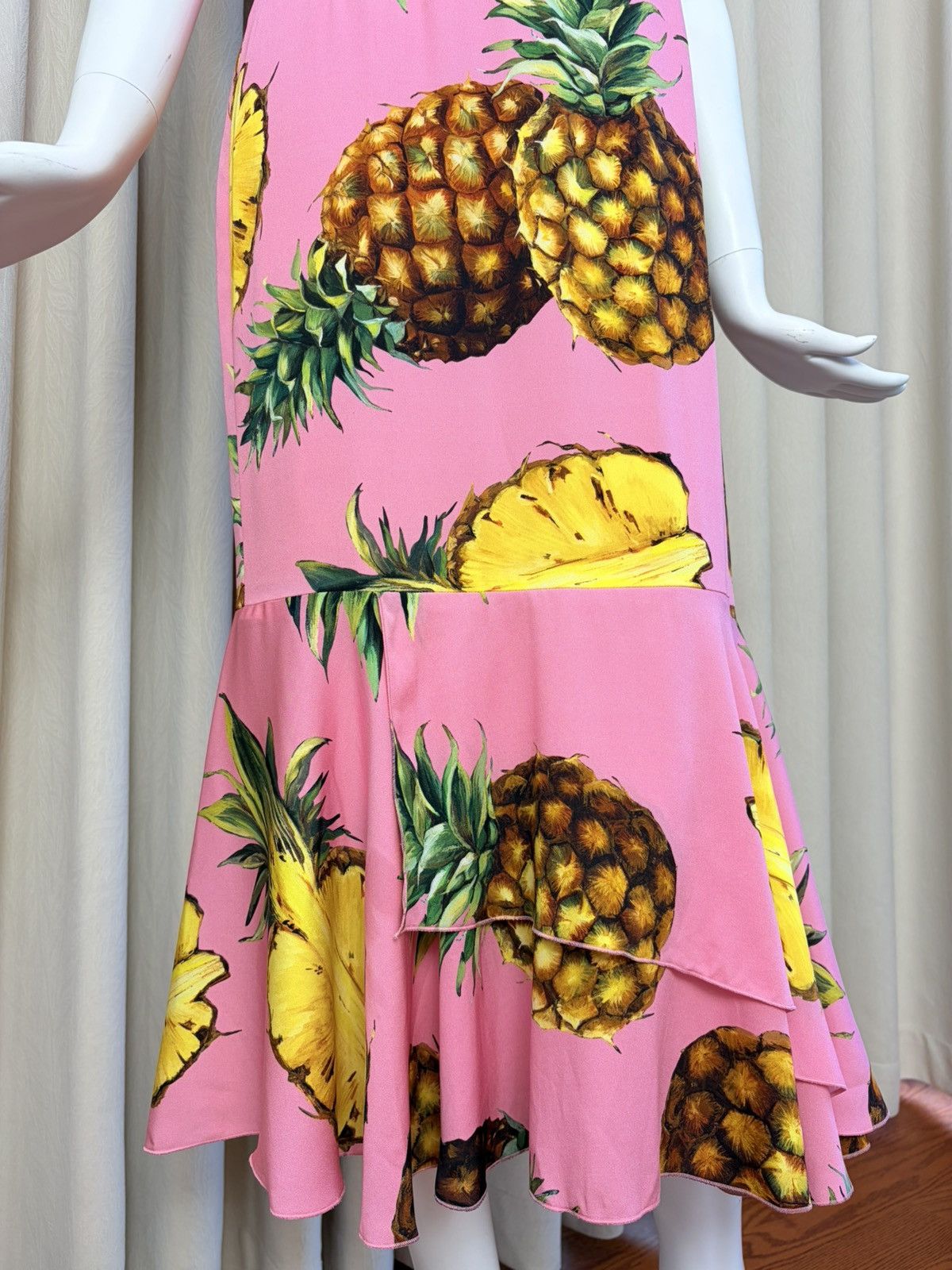 Dolce & Gabbana Dolce Gabbana Pink Pineapple Mermaid Silk Dress Size M / US 6-8 / IT 42-44 - 2 Thumbnail