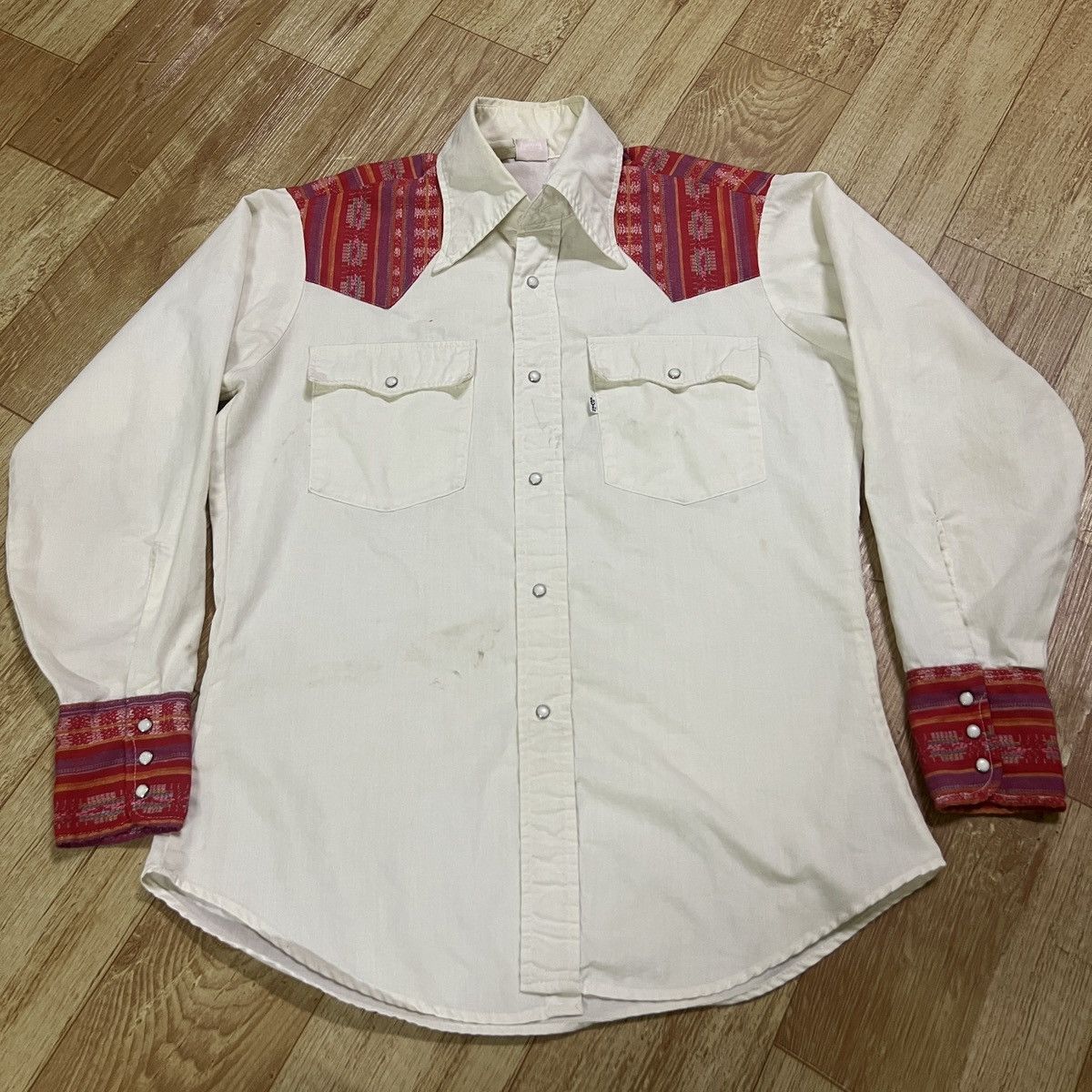 Levi's × Levi's Vintage Clothing × Vintage Vintage 70s Levi's White Tab Chambray Western Shirt Size US M / EU 48-50 / 2 - 12 Thumbnail