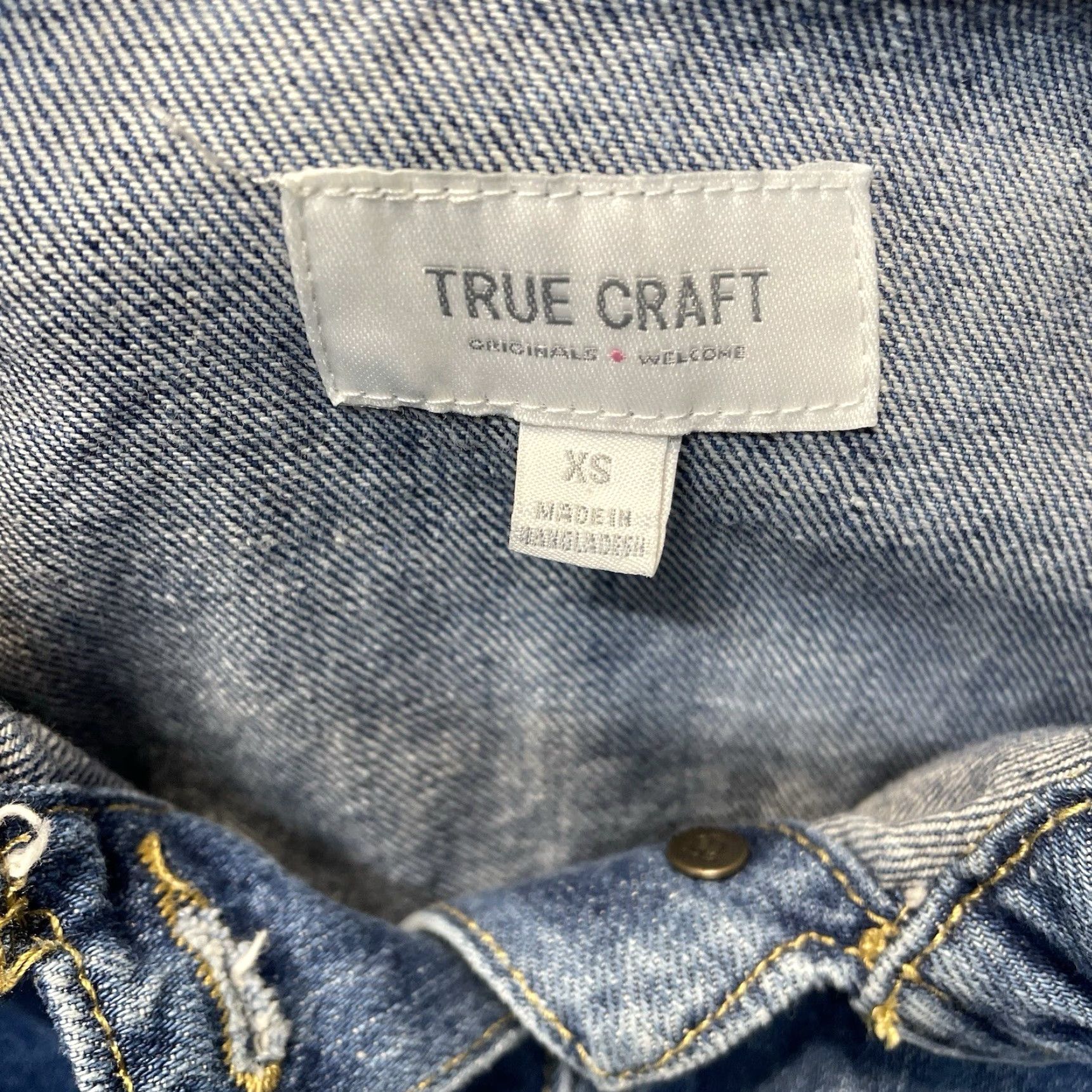 Denime VINTAGE True Craft Women's Denim Jacket XS Blue Distressed Cotton Basic Outerwear Size XS / US 0-2 / IT 36-38 - 2 Thumbnail