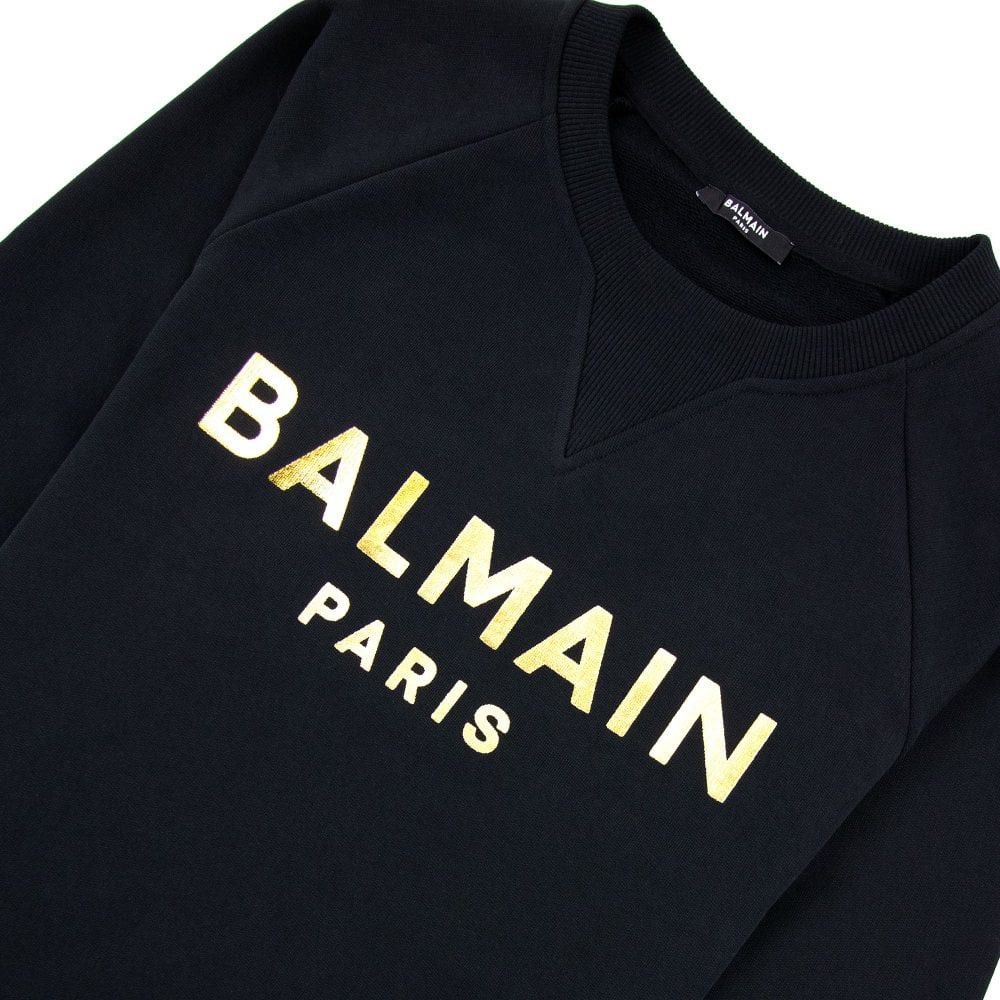 Balmain o1s1wg110125 Foil Logo Sweatshirt in Black Size US M / EU 48-50 / 2 - 2 Thumbnail