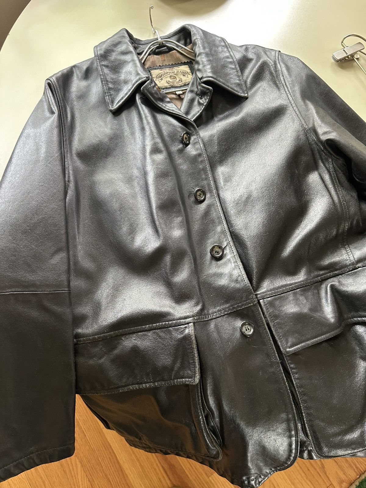 Giorgio Armani Armani Jeans Leather Car Coat Size US L / EU 52-54 / 3 - 12 Thumbnail