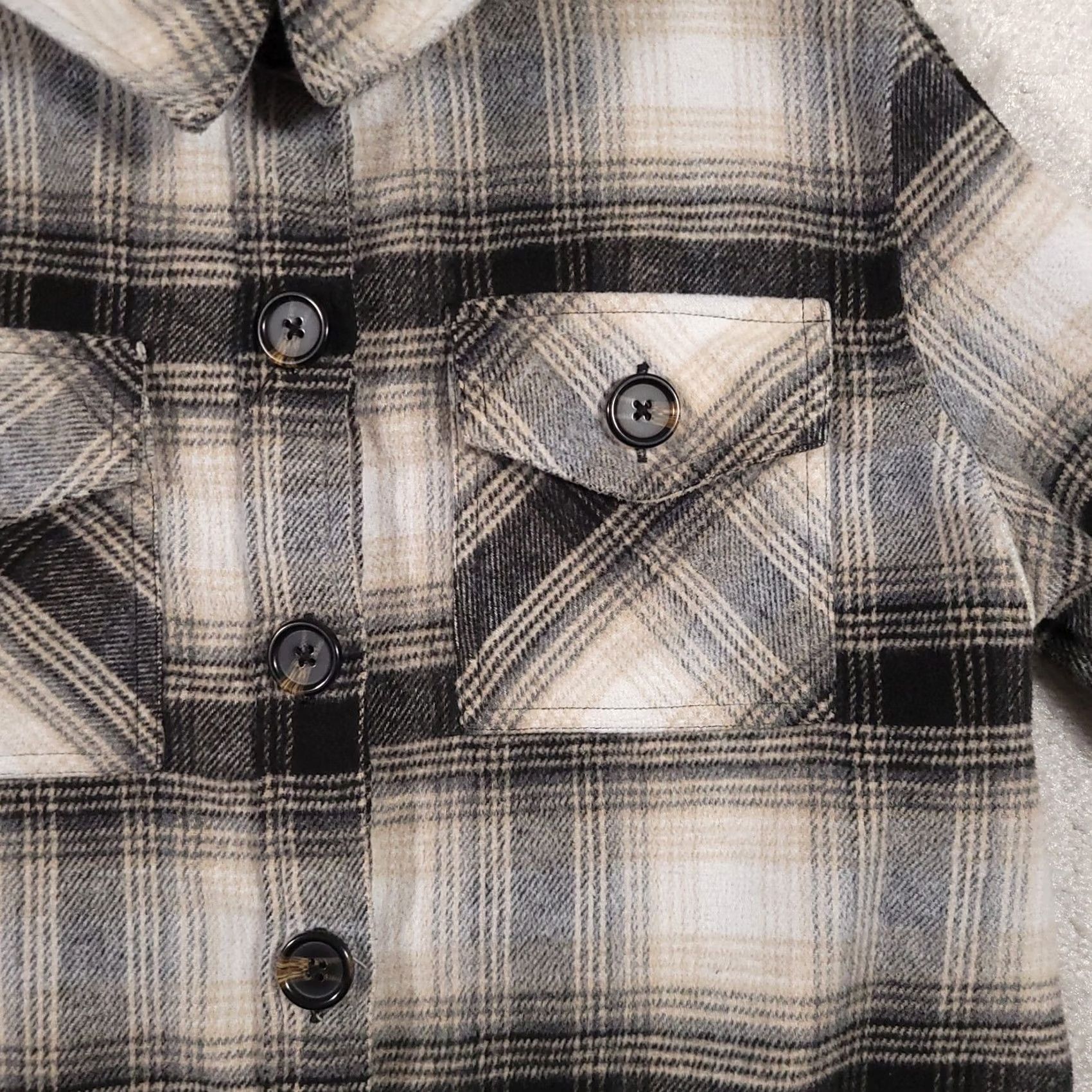BB Dakota BB Dakota By Steve Madden Button Up Boxy Flannel Shacket Shirt Gray Plaid Womens Large L Size L / US 10 / IT 46 - 4 Thumbnail