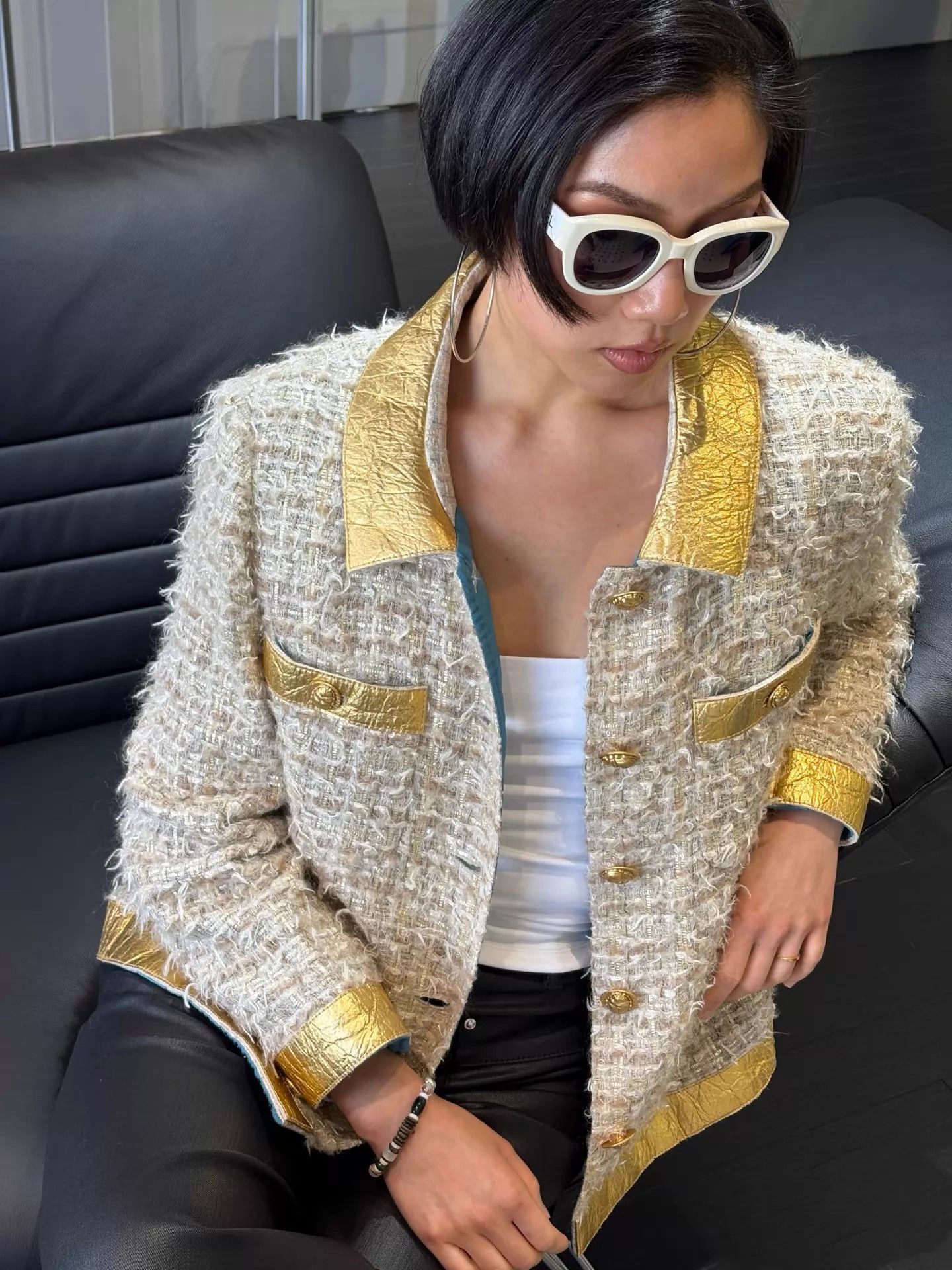 Chanel Chanel Egyptian Gold Leather Collar Jacket 34 Size XS / US 0-2 / IT 36-38 - 9 Thumbnail
