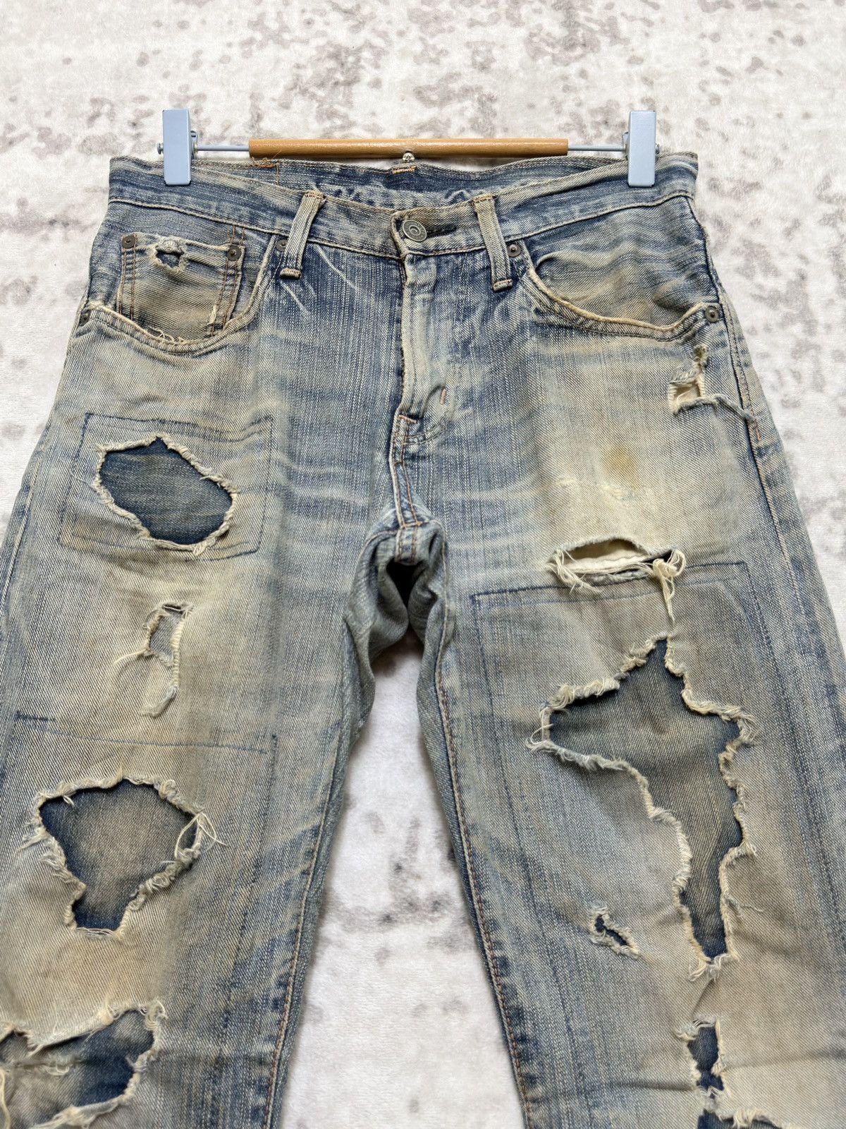 Edwin Edwin 503 Thrashed Mud Wash Jeans Extreme Distressed Denim Size US 28 / EU 44 - 3 Thumbnail