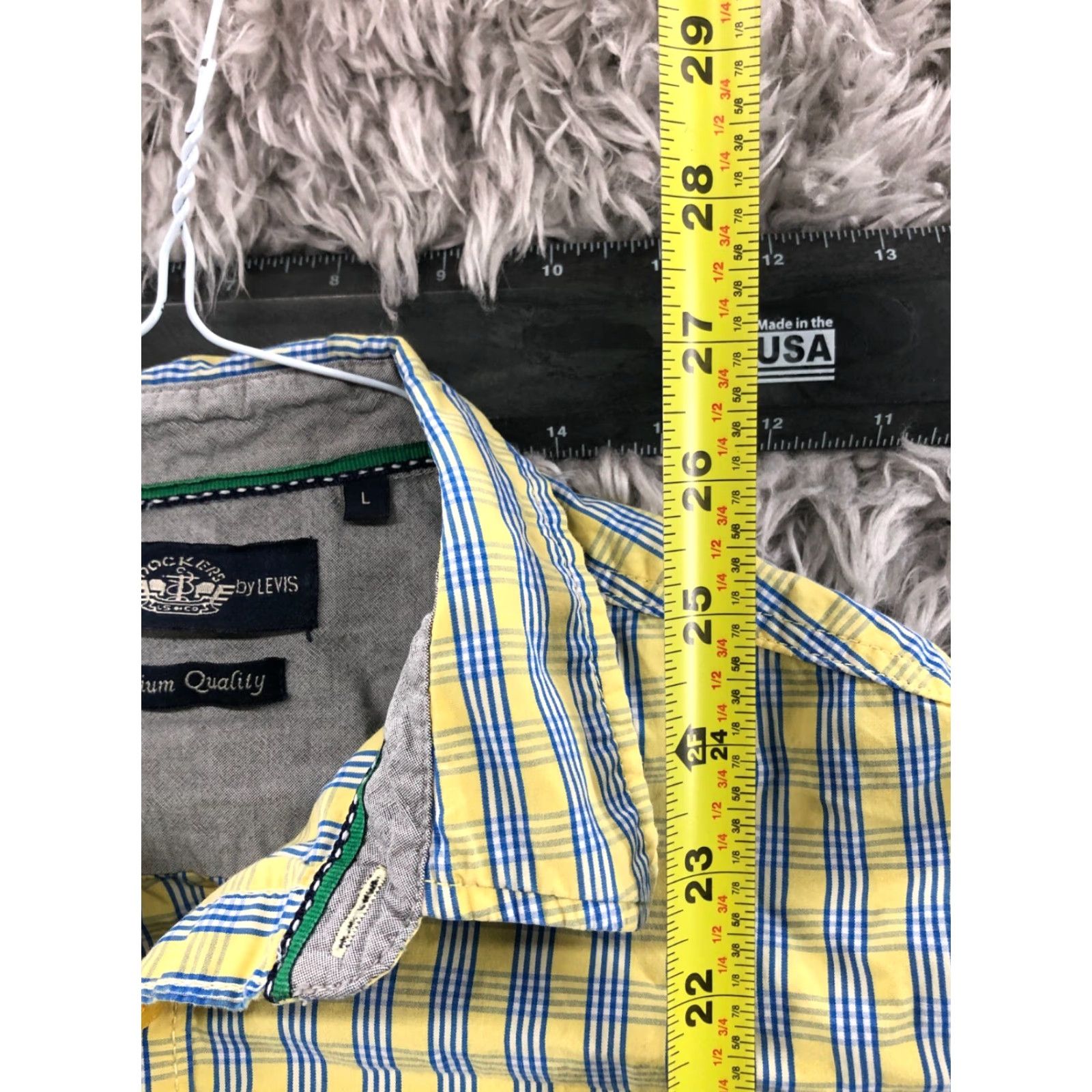 Dockers VINTAGE Dockers Yellow Plaid Shirt Mens L Long Sleeve Spread Collar Size US L / EU 52-54 / 3 - 6 Thumbnail