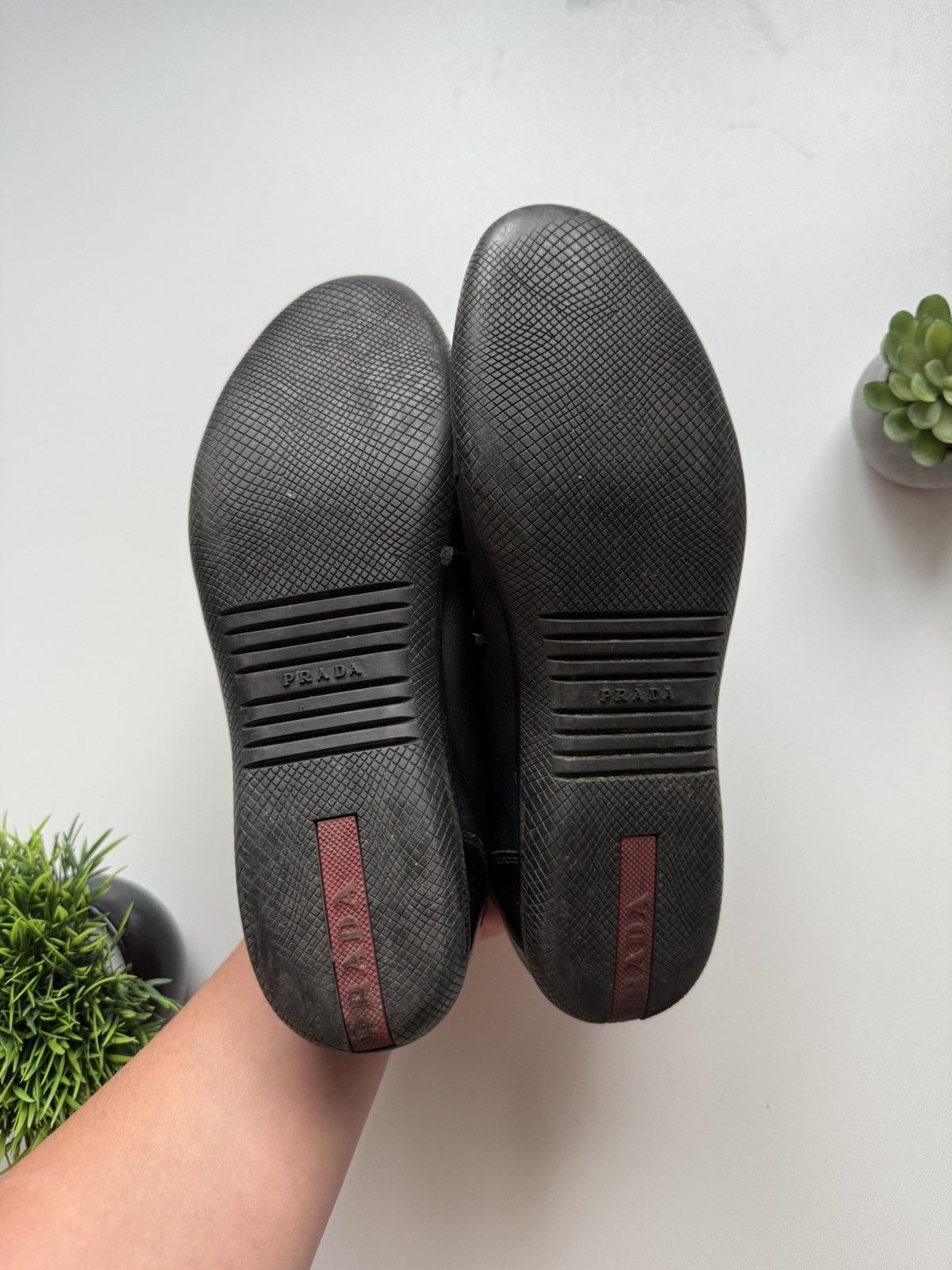 Prada Authentic PRADA Black Leather Sneakers – Stylish & Classic Size US 7 / IT 37 - 3 Thumbnail
