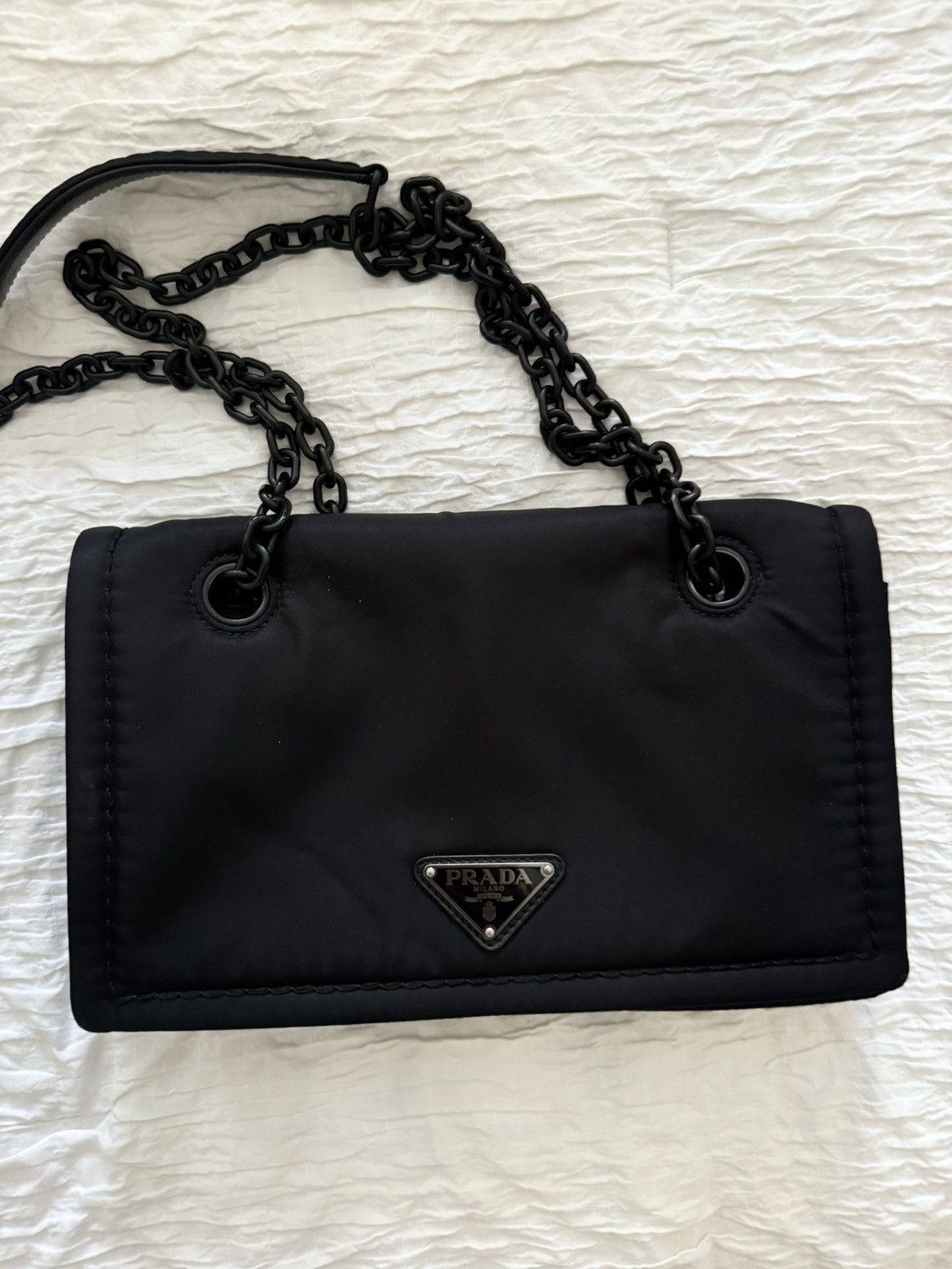 Prada Nylon Shoulder Bag in Black, Women's