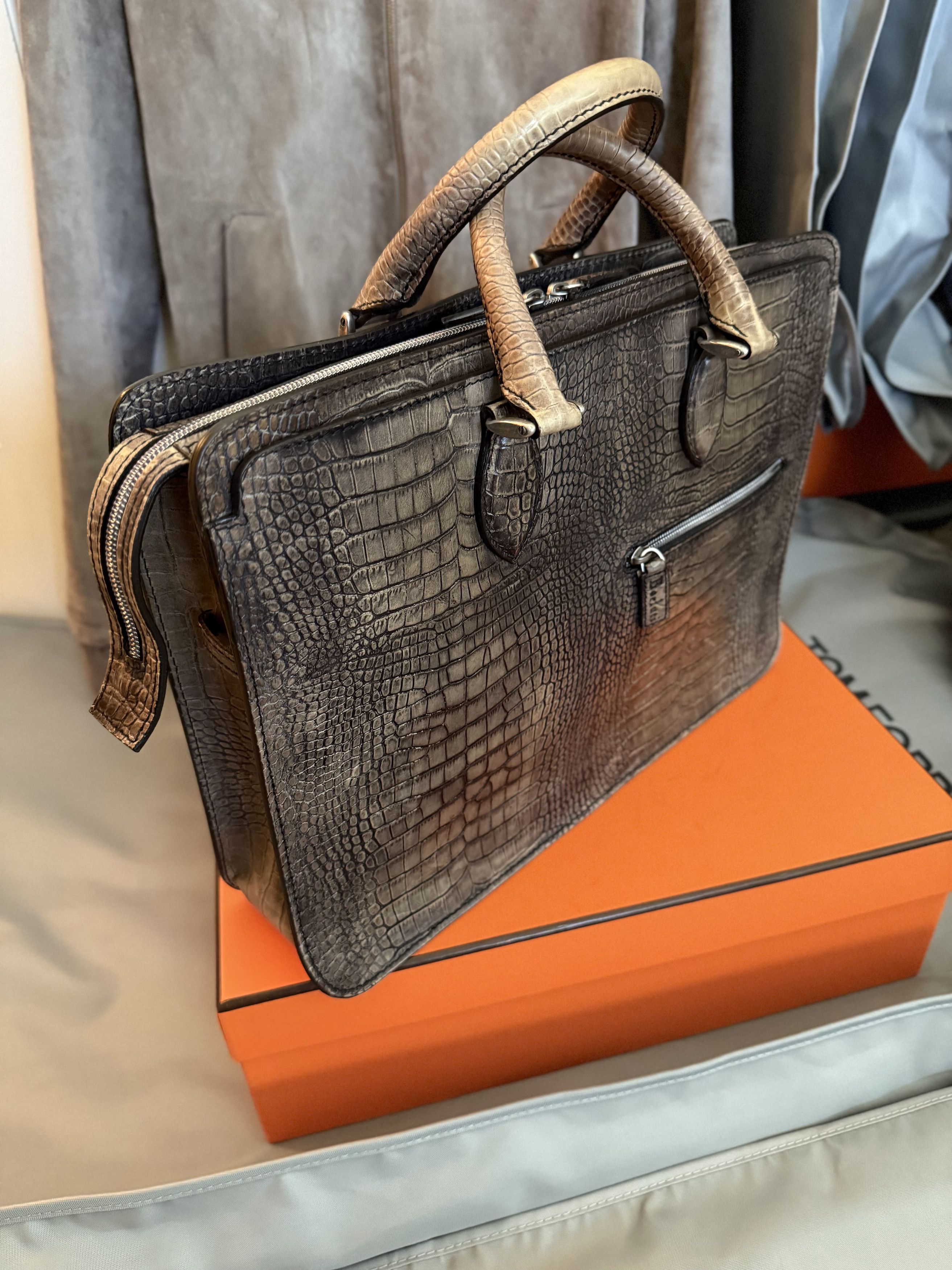 Berluti Ultimate Rare $36K MTO BERLUTI Alligator Crocodile Briefcase Size ONE SIZE - 16 Thumbnail