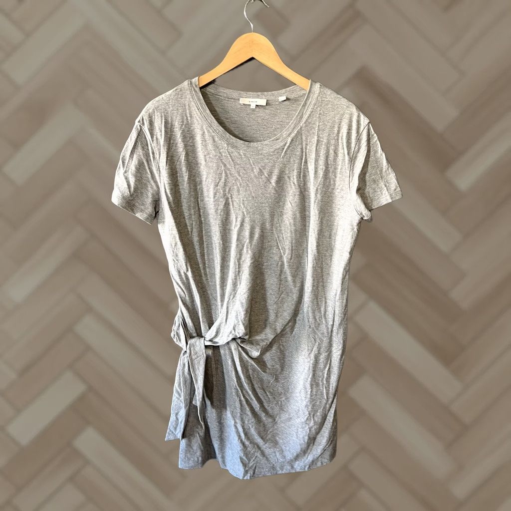 Vince Vince Womens Gray Short Sleeve T-Shirt Size M with Tie Long Shirt Size M / US 6-8 / IT 42-44 - 1 Thumbnail